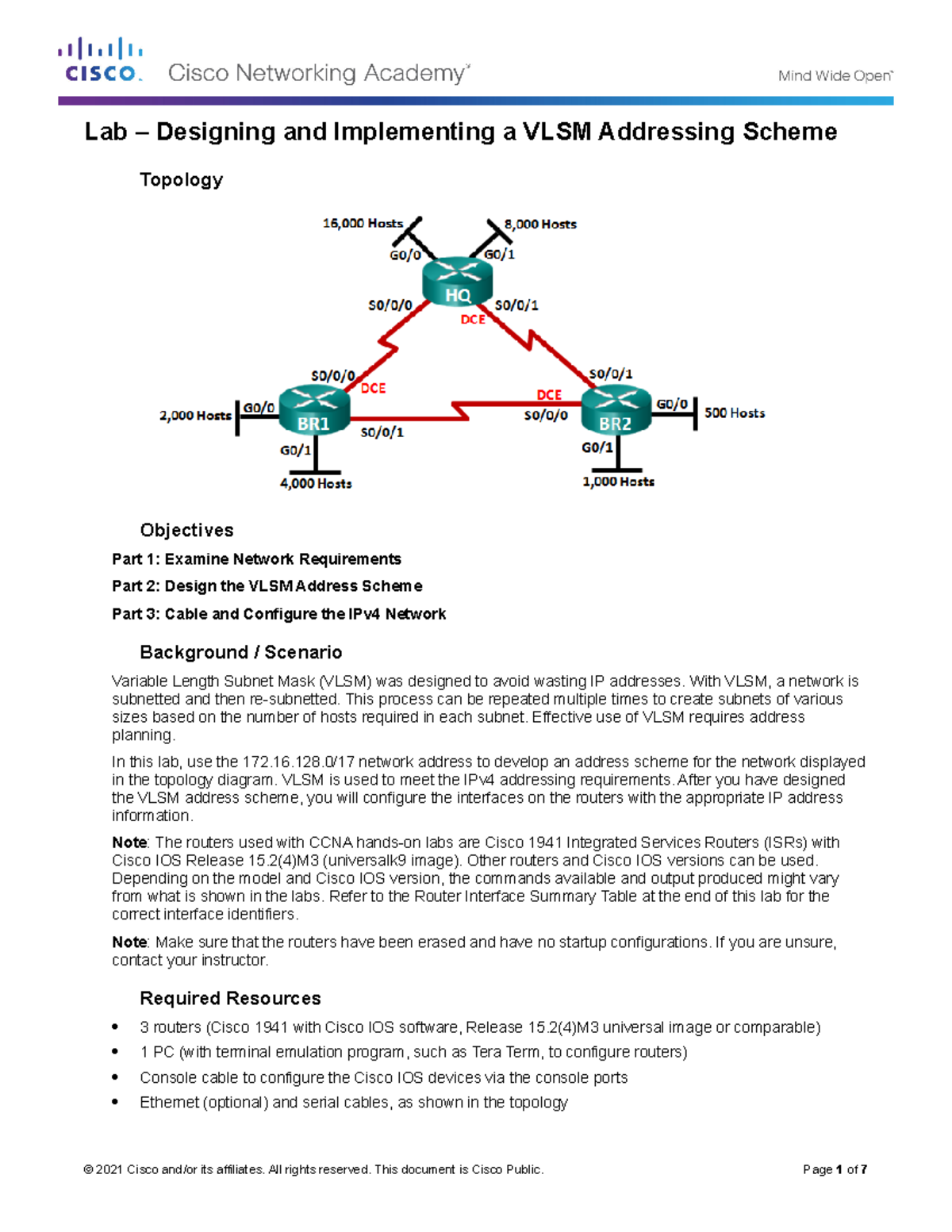 8.2.1.5 Lab - Designing and Implementing a VLSM Addressing Scheme ...