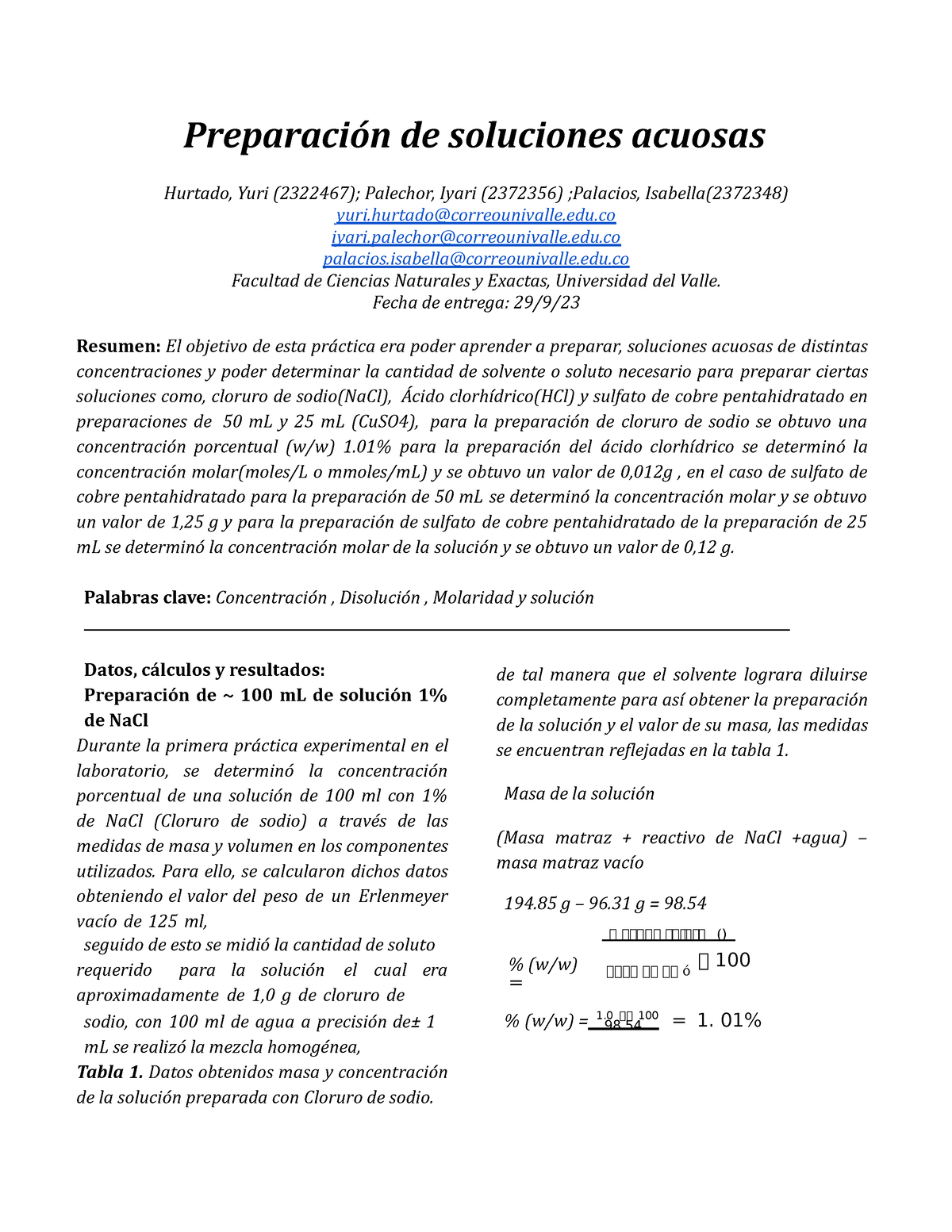 Informe #2 Preparación De Soluciones Acuosas.docx (1) - Preparación De ...