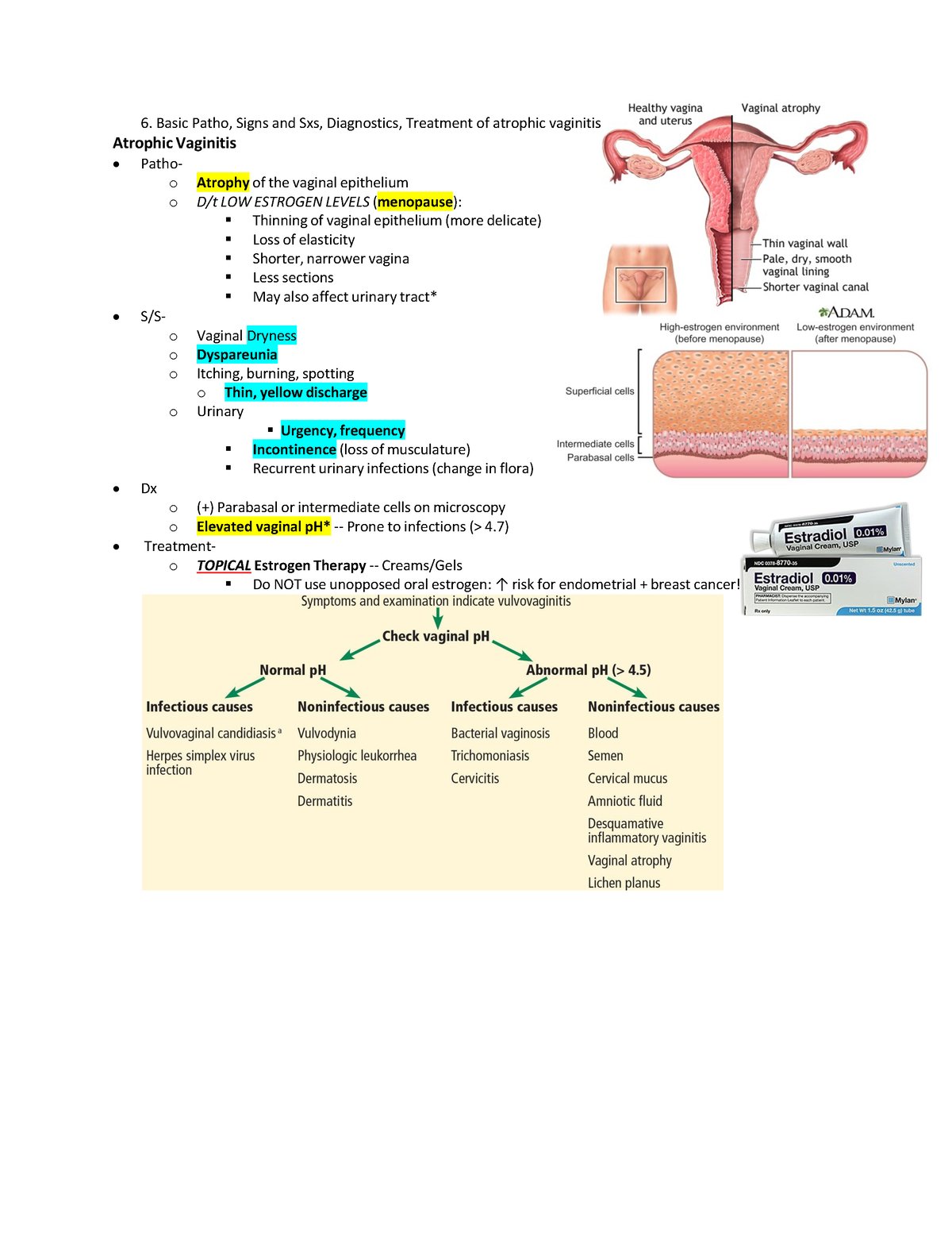 Atrophic Vaginitis & STIs - Basic Patho, Signs and Sxs