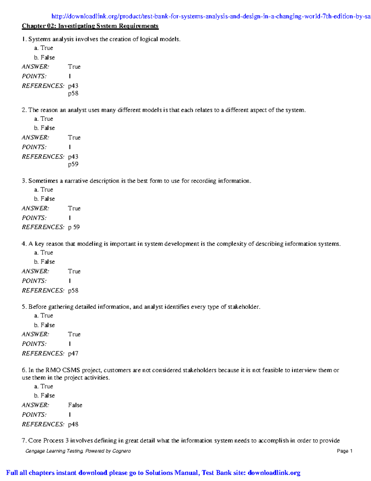 Test bank for systems analysis and design in a changing world 7th ...