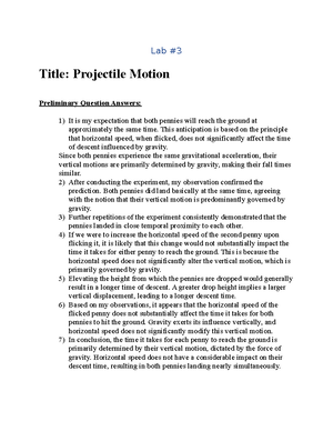 Lab Report (8) - kinetic and potential energy - Lab Title