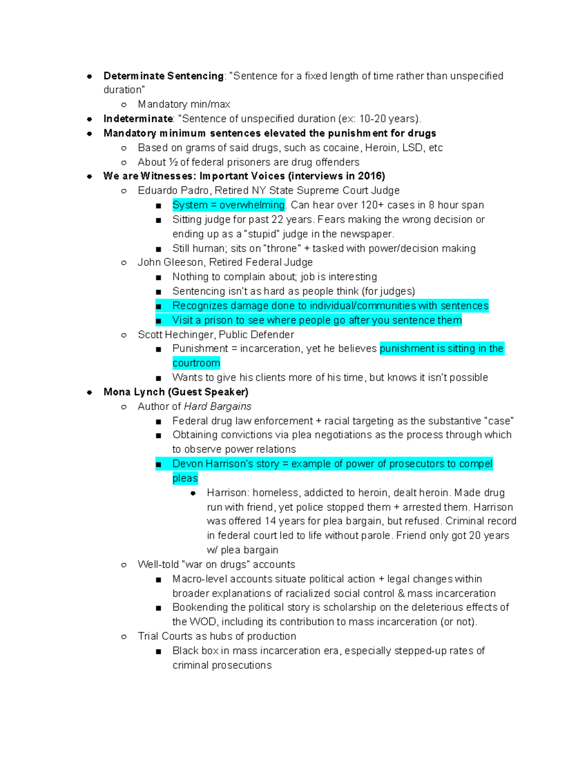 Week 8 - 11.20 Notes - Determinate Sentencing : “Sentence for a fixed ...
