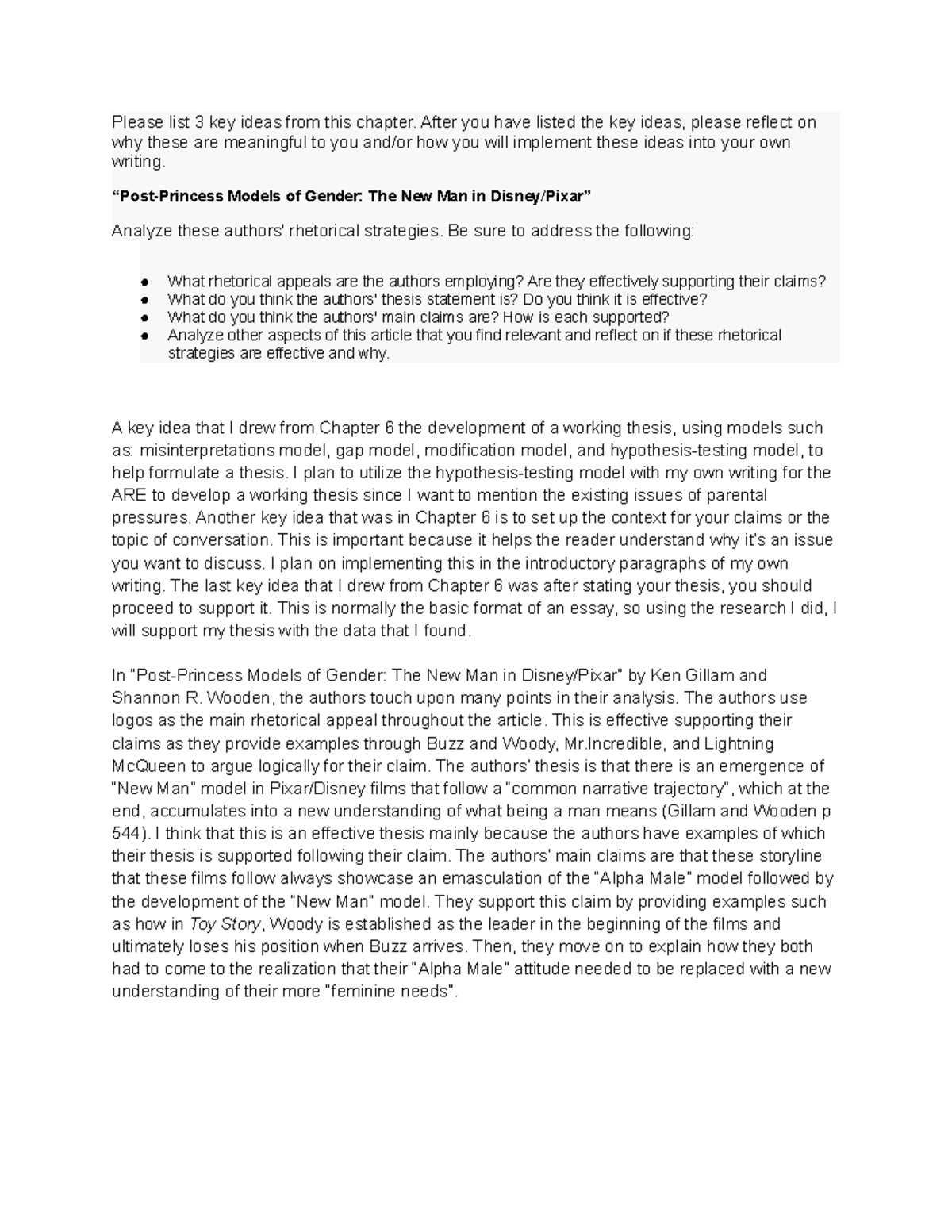 Discussion Board Assignment Please list 3 key ideas from this