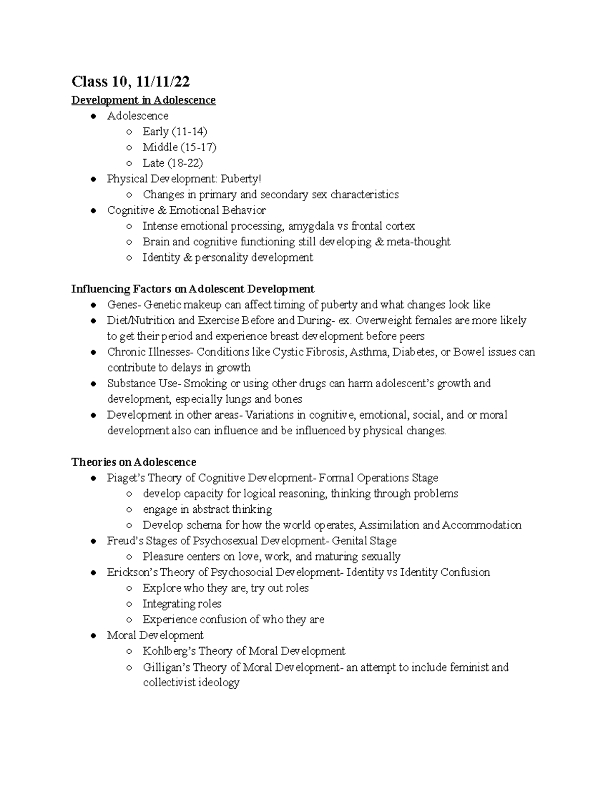 HBSE Weeks 10-12 - Renada Goldberg's Human Behavior in the Social ...