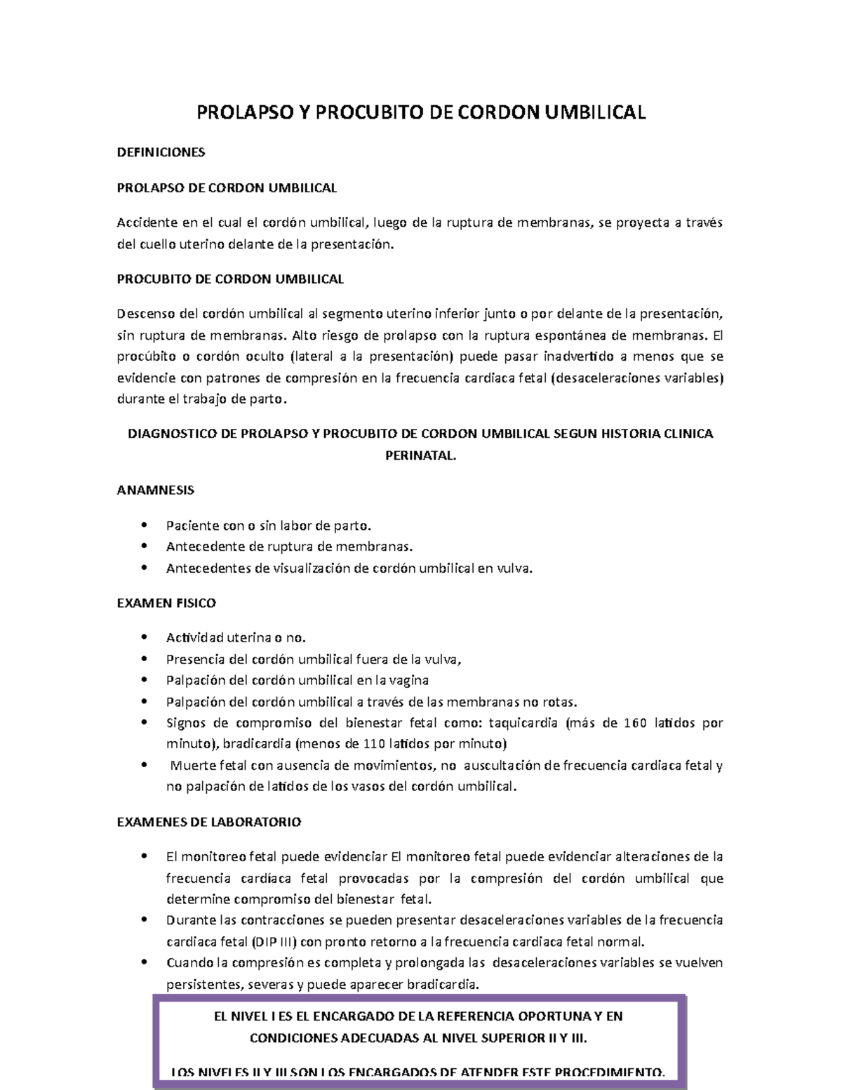 Prolapso Y Procubito DE Cordon Umbilical PROLAPSO Y PROCUBITO DE