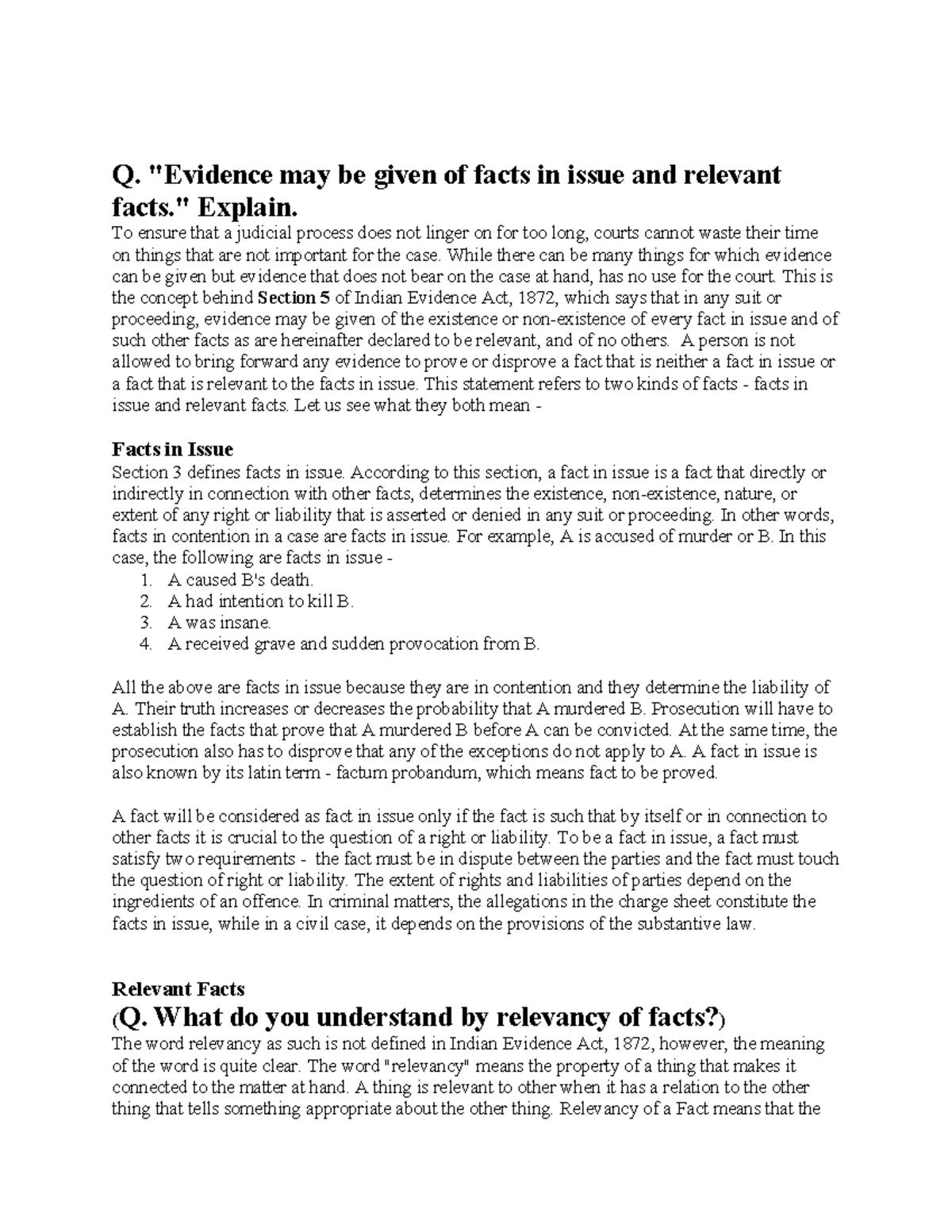 221149548 Notes Law of Evidence - Q. 