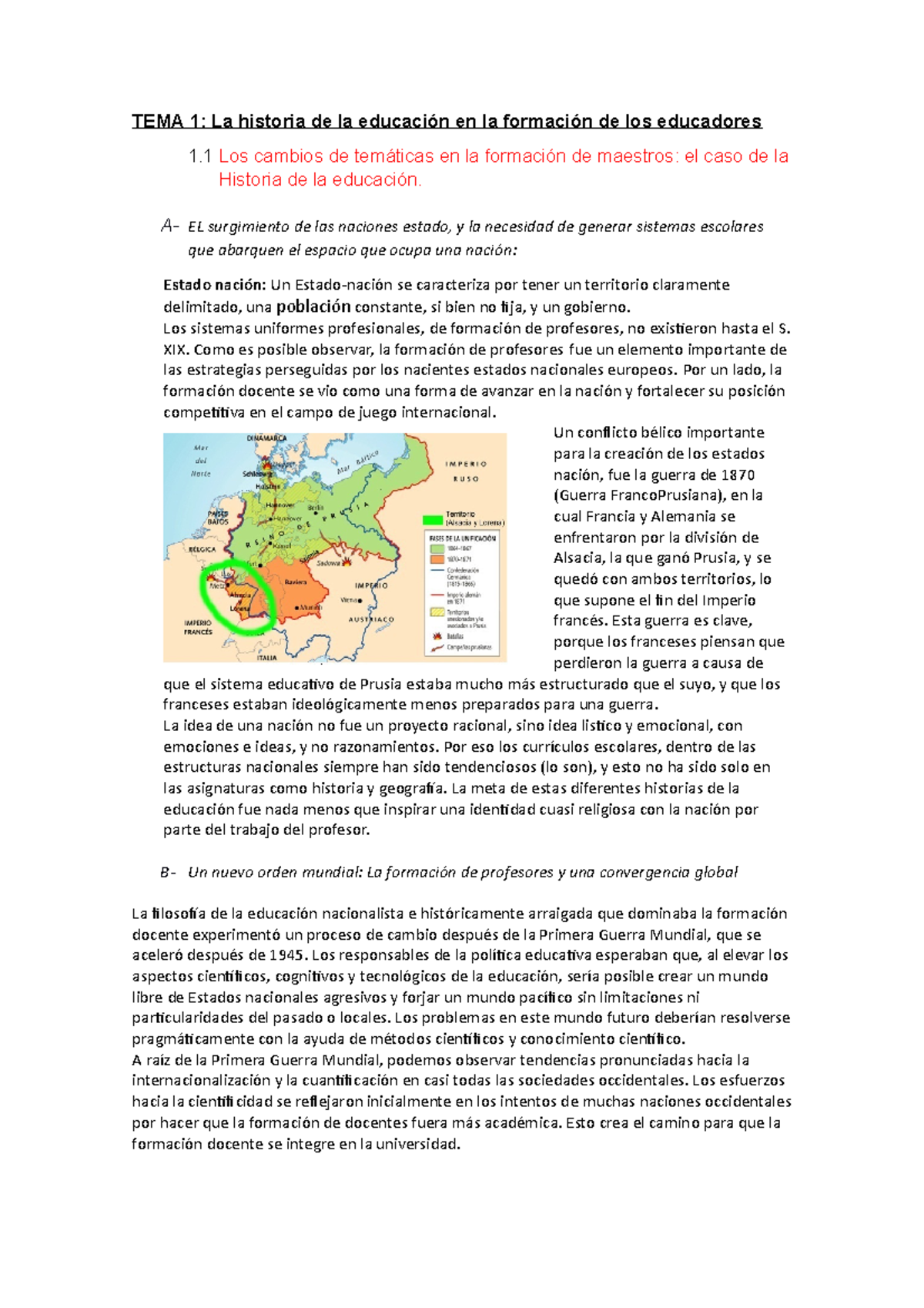 Tema 1 - Apuntes 1 - TEMA 1: La historia de la educación en la ...