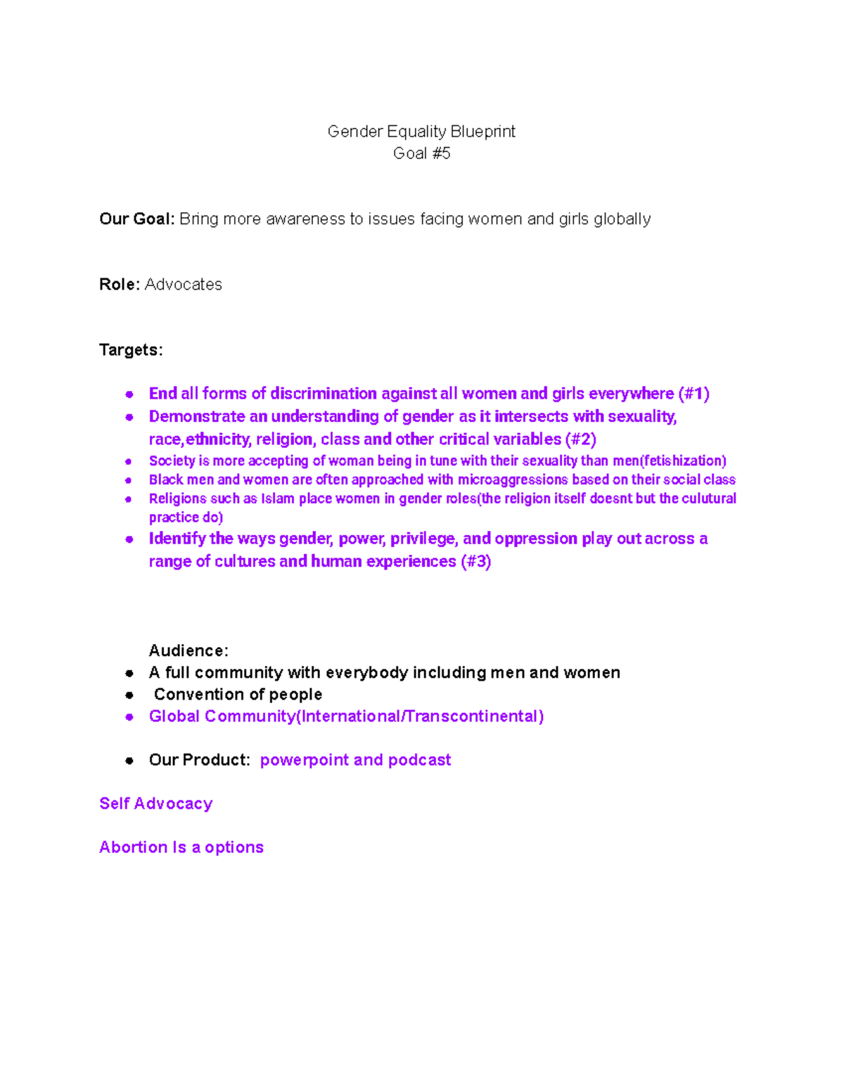 Copy of Elements of Voice in Writing: - Gender Equality Blueprint Goal ...