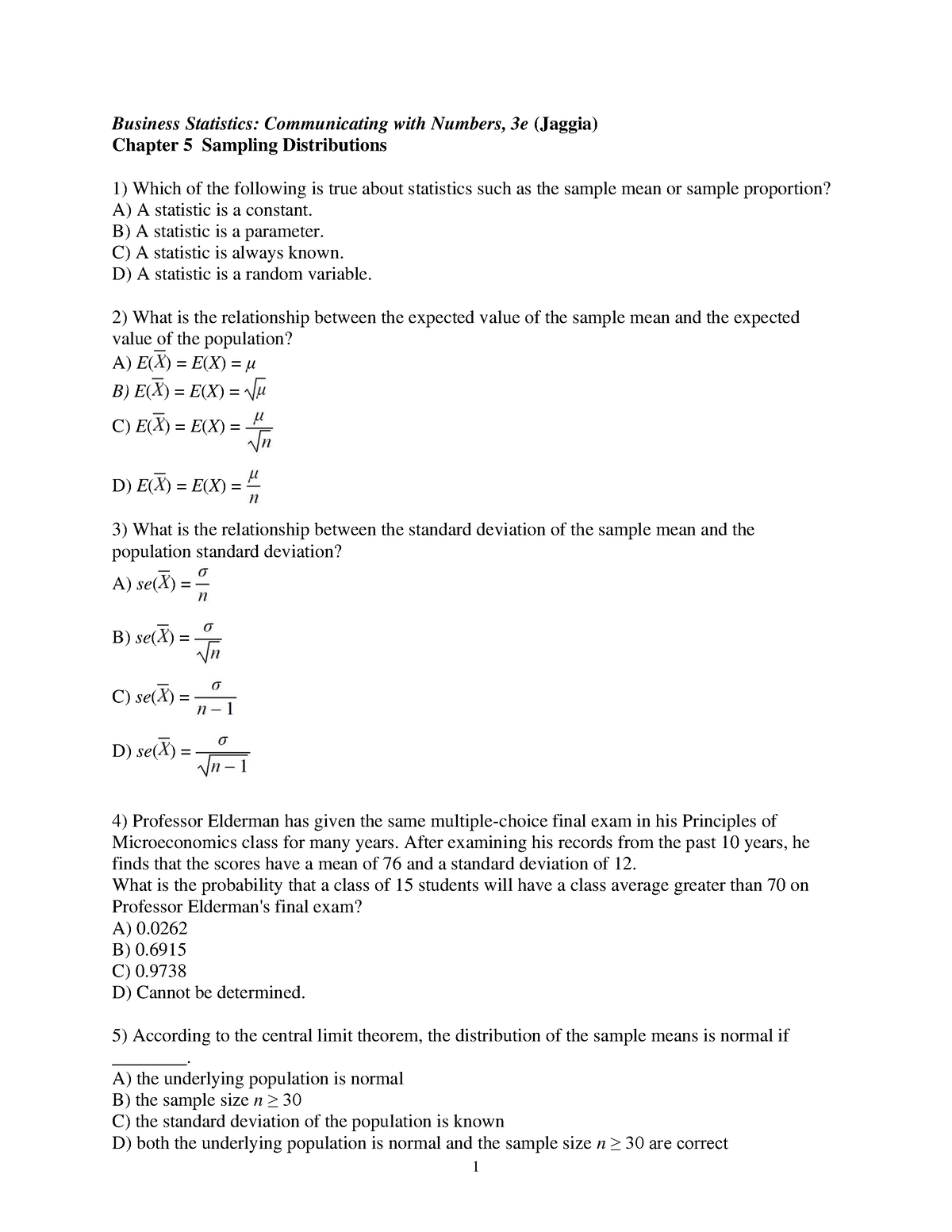 Tutorial Chapter 5 - Assignment - Business Statistics: Communicating ...