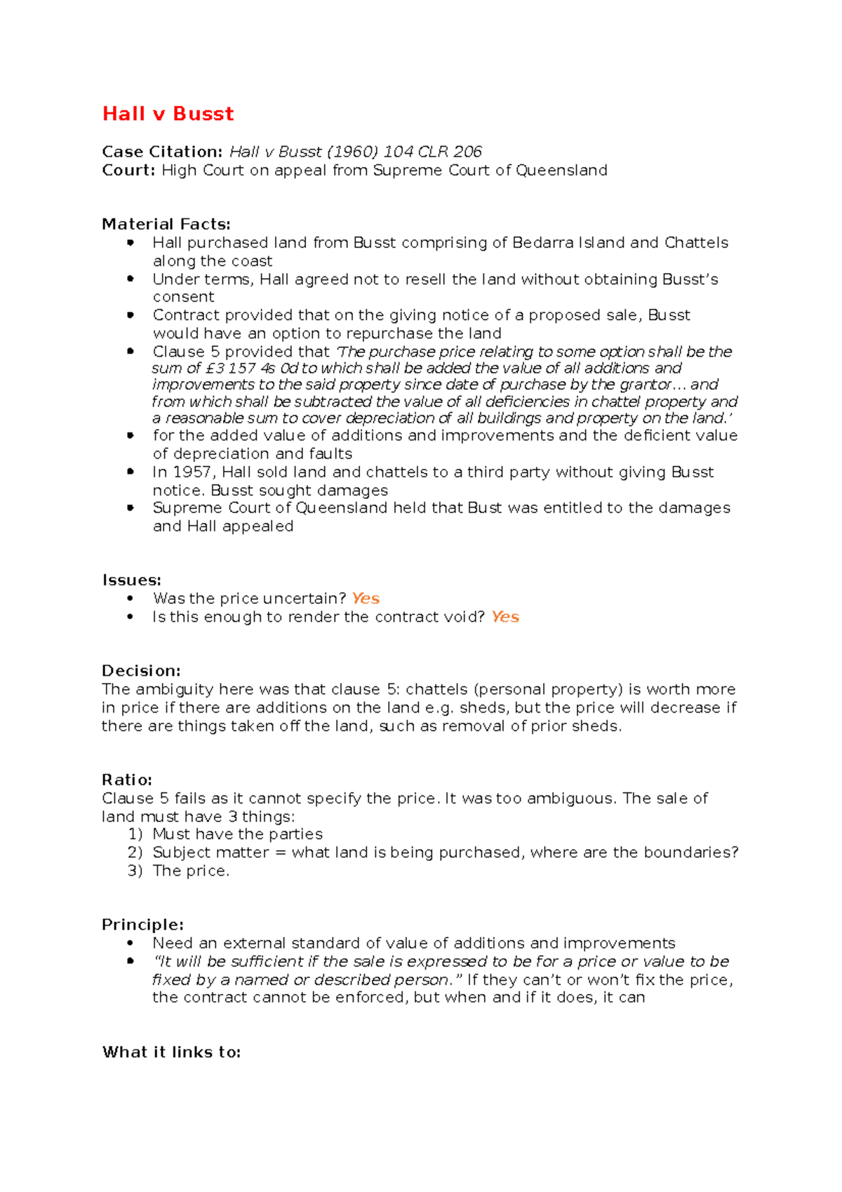Hall v Busst Case Summary Hall v Busst Case Citation Hall v Busst