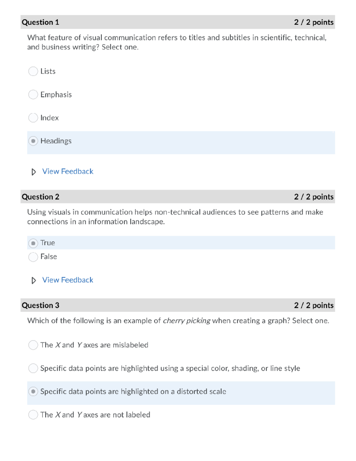 Module 5 knowledge check question 1 points what feature of visual