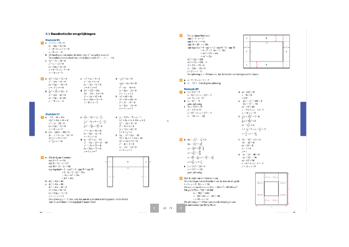 Uitwerking H3-klas3 - 3 Kwadratische vergelijkingen 5 Zie de figuur