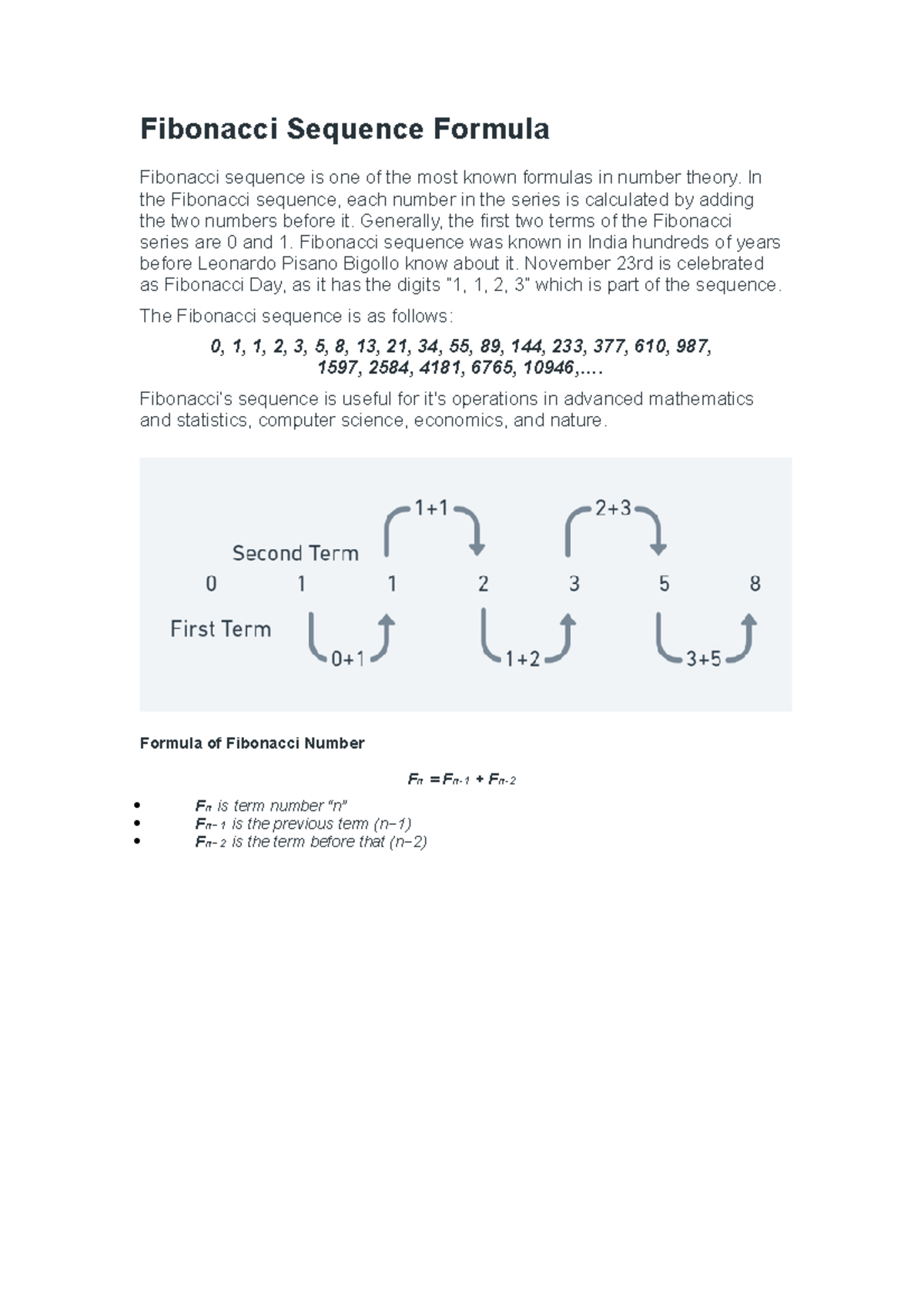 CS223 Lesson Fibonacci - Fibonacci Sequence Formula Fibonacci sequence ...
