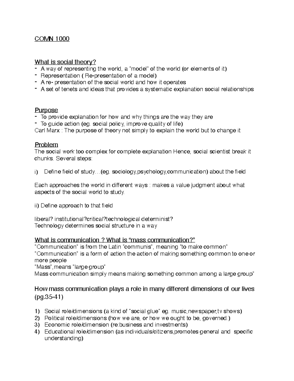 COMN 1000 - Introduction to communications - all about media - COMN ...