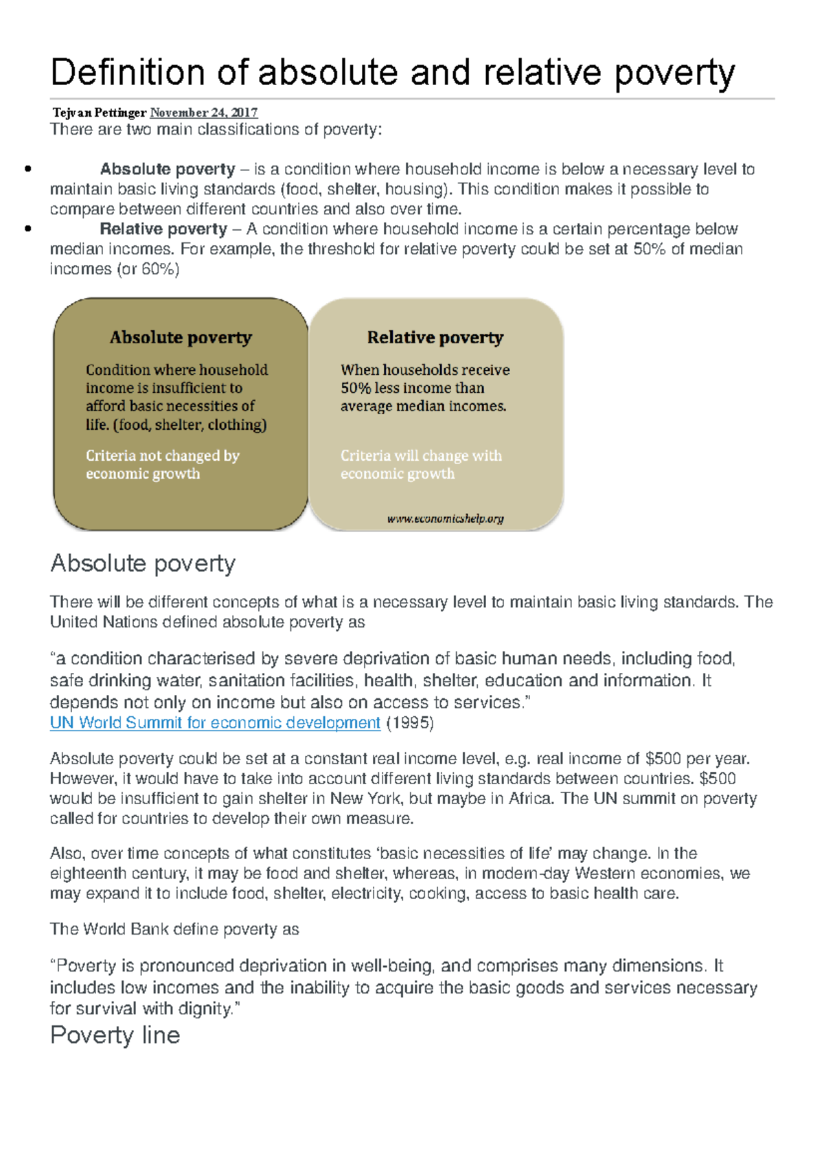 Define And Explain The Difference Between Absolute And Relative Poverty