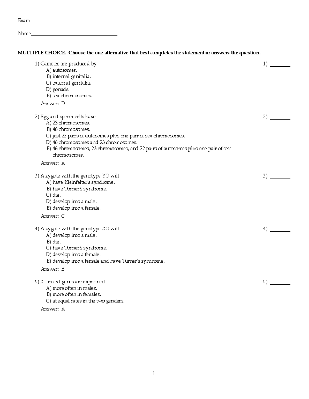 Chapter 26 Practice Questions - Exam Name ...