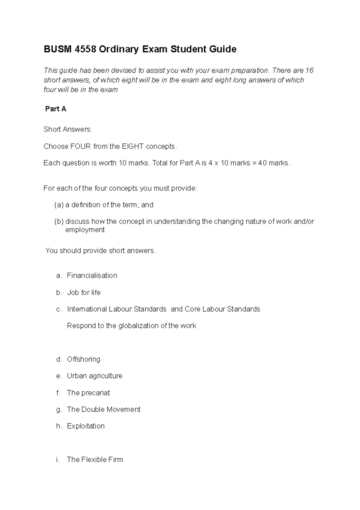 BUSM4558 Ordinary Exam Student Guide S1 2018-2 - BUSM 4558 Ordinary ...