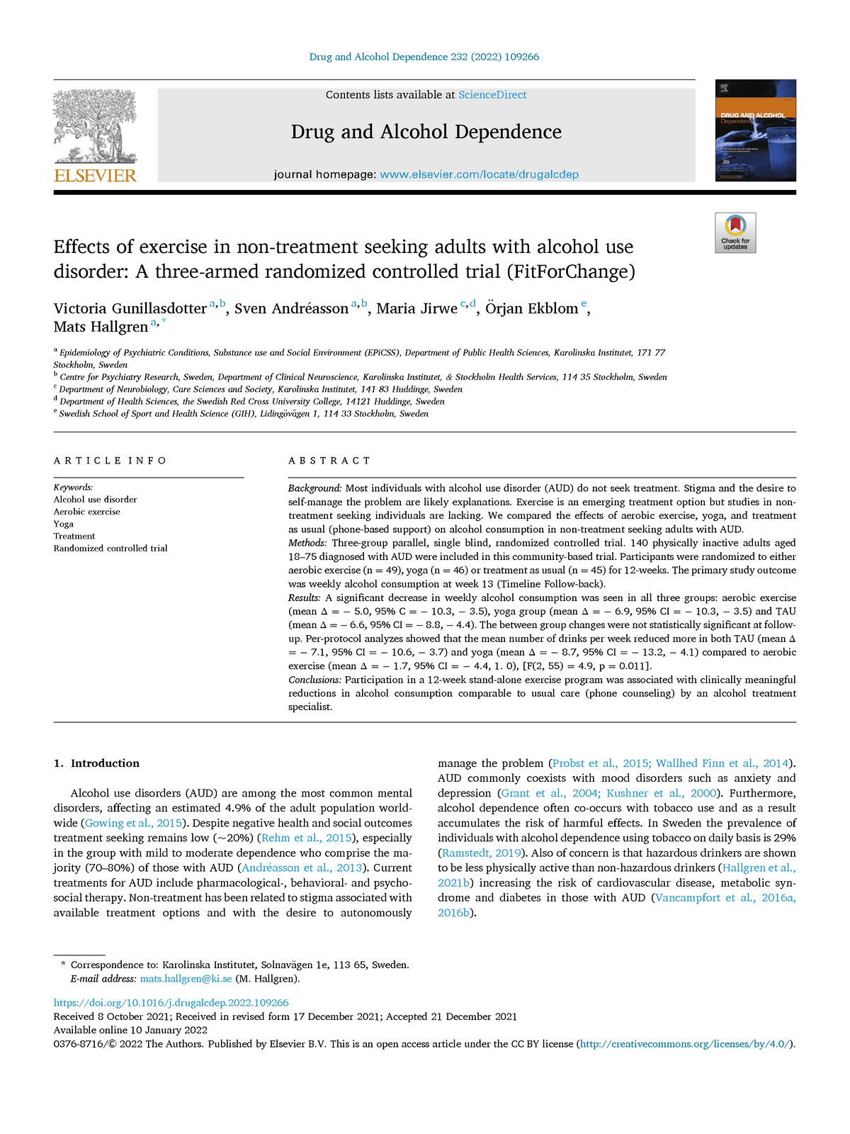 Drug - Effects Of Exercise In Non-treatment Seeking Adults With Alcohol 