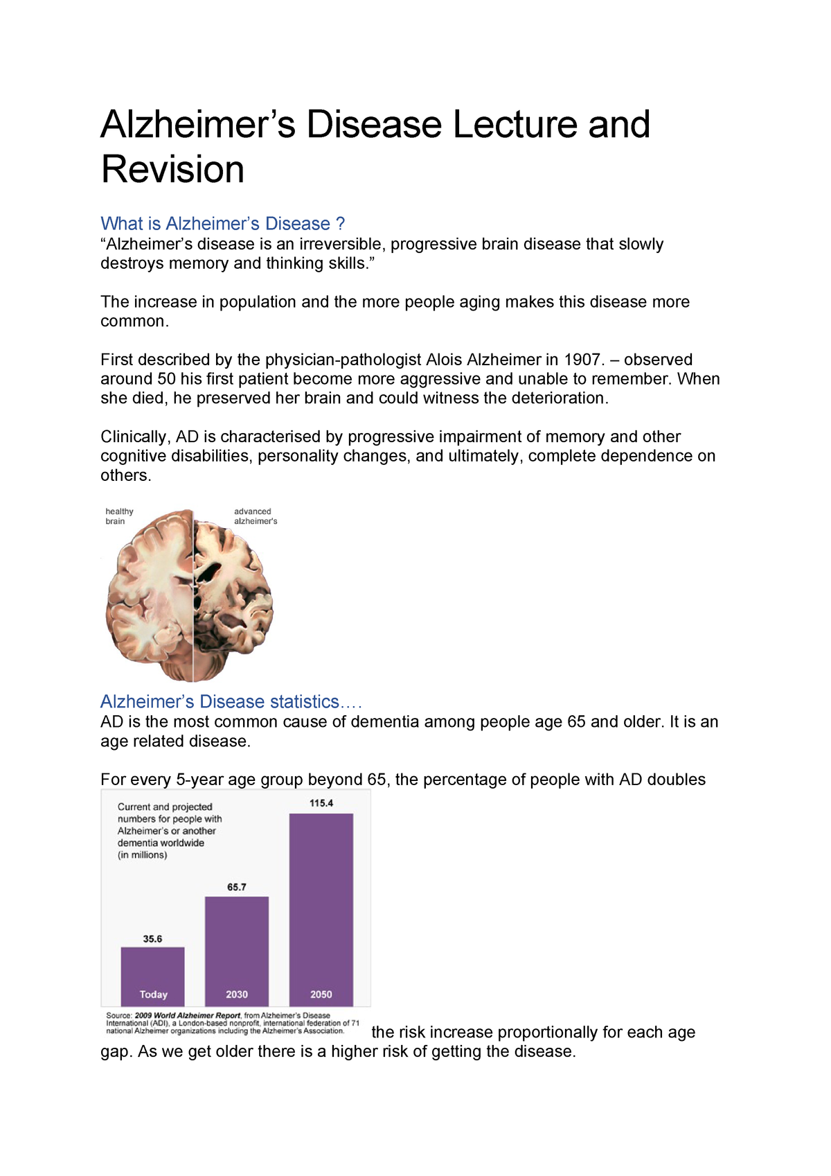 case study alzheimer's disease answers