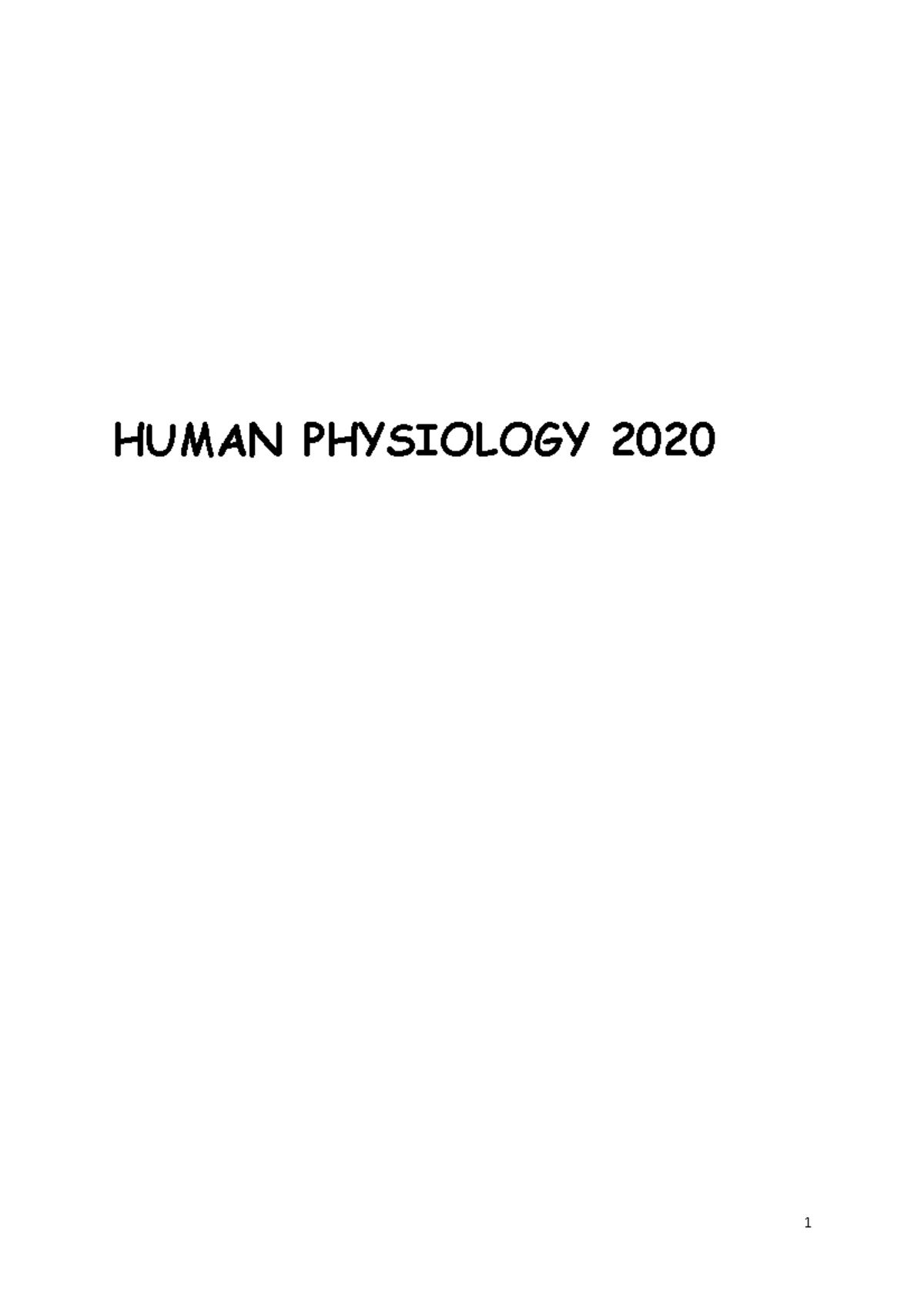 Human Physiology 2020 Notes - HUMAN PHYSIOLOGY CHAPTER 1 HOMEOSTASIS ...