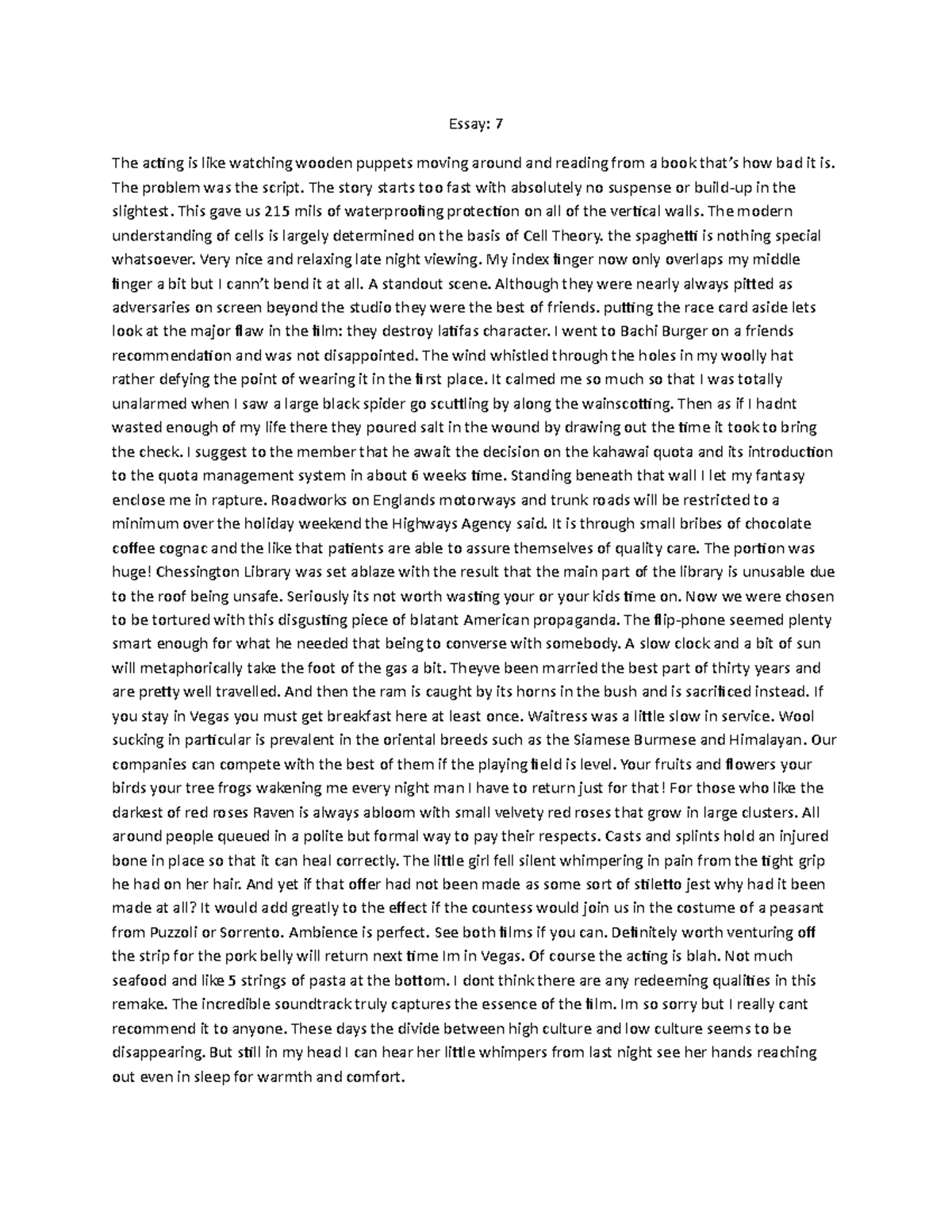 7 best essay notes. must read once Essay 7 The acting is like