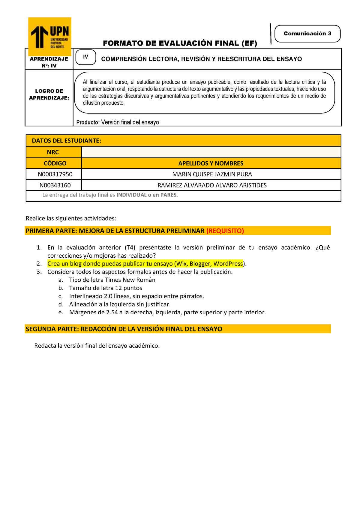 Examen Final Grupo 25 - Nananna - FORMATO DE EVALUACI”N FINAL (EF ...