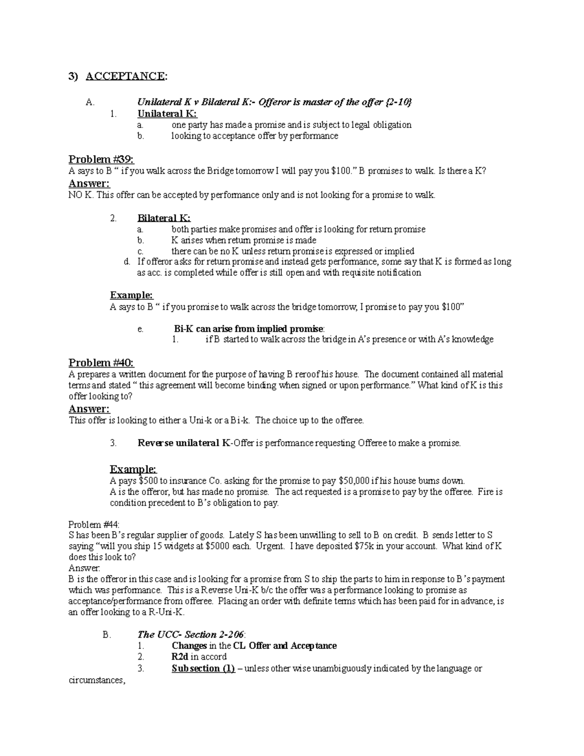 contracts-law-outline-1-3-acceptance-a-unilateral-k-v-bilateral