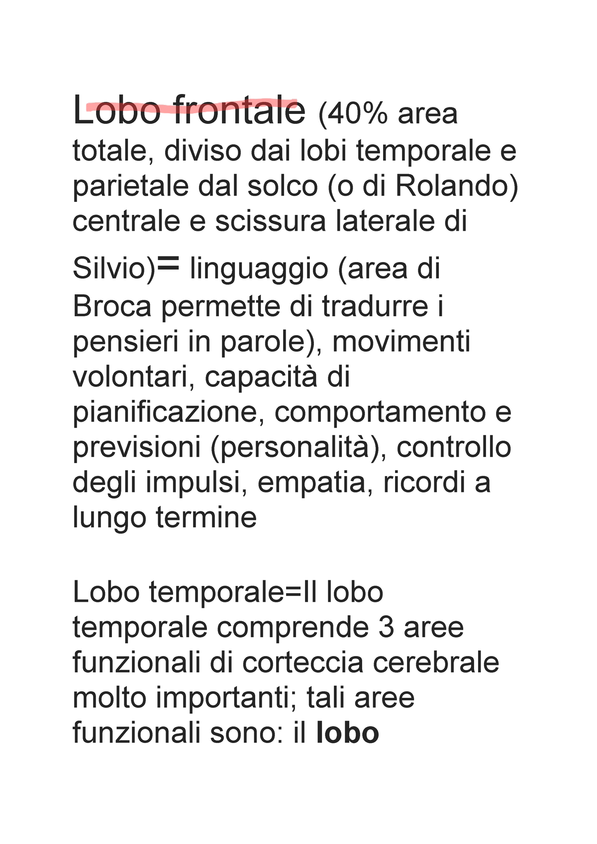 lobi della corteccia cerebrale