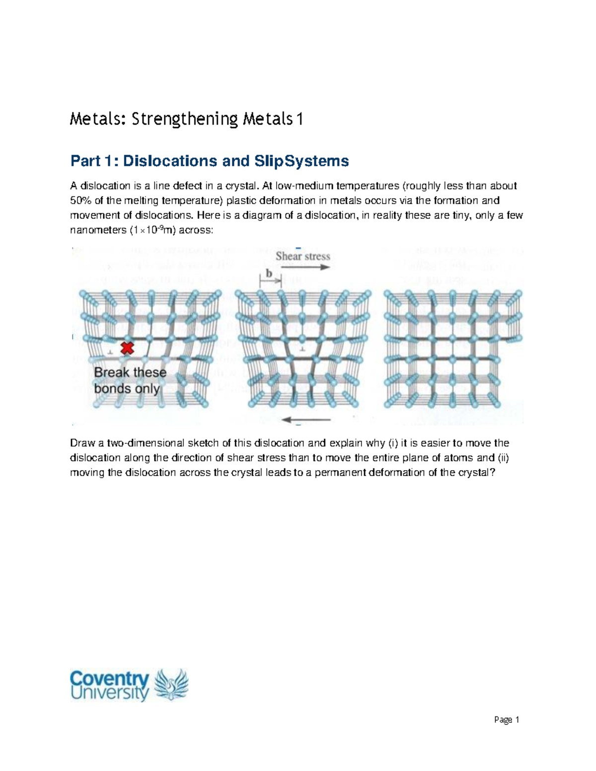 Strengthening Materials 1 - Page 1 Metals: Strengthening Metals 1 Part ...