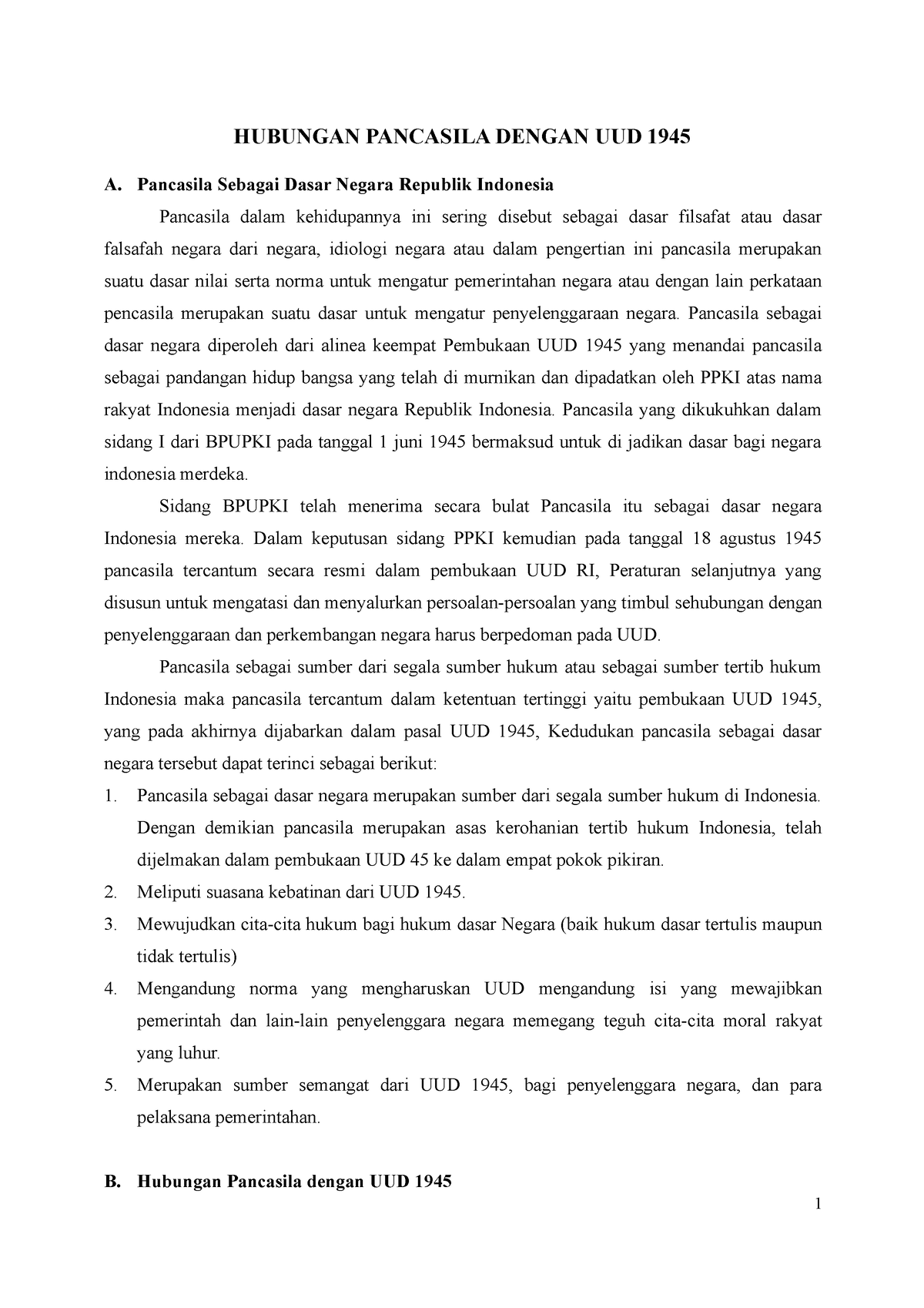 Hubungan Pancasila Dengan Uud 1945 Hubungan Pancasila Dengan Uud 1945 A Pancasila Sebagai