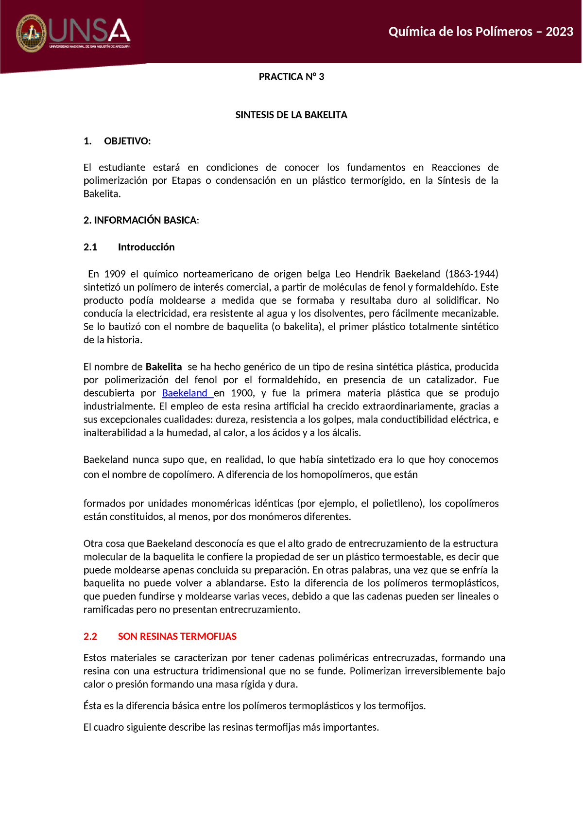 GUIA DE PRÁ Ctica Nº 3 QP - 2023 B - PRACTICA N° 3 SINTESIS DE LA ...