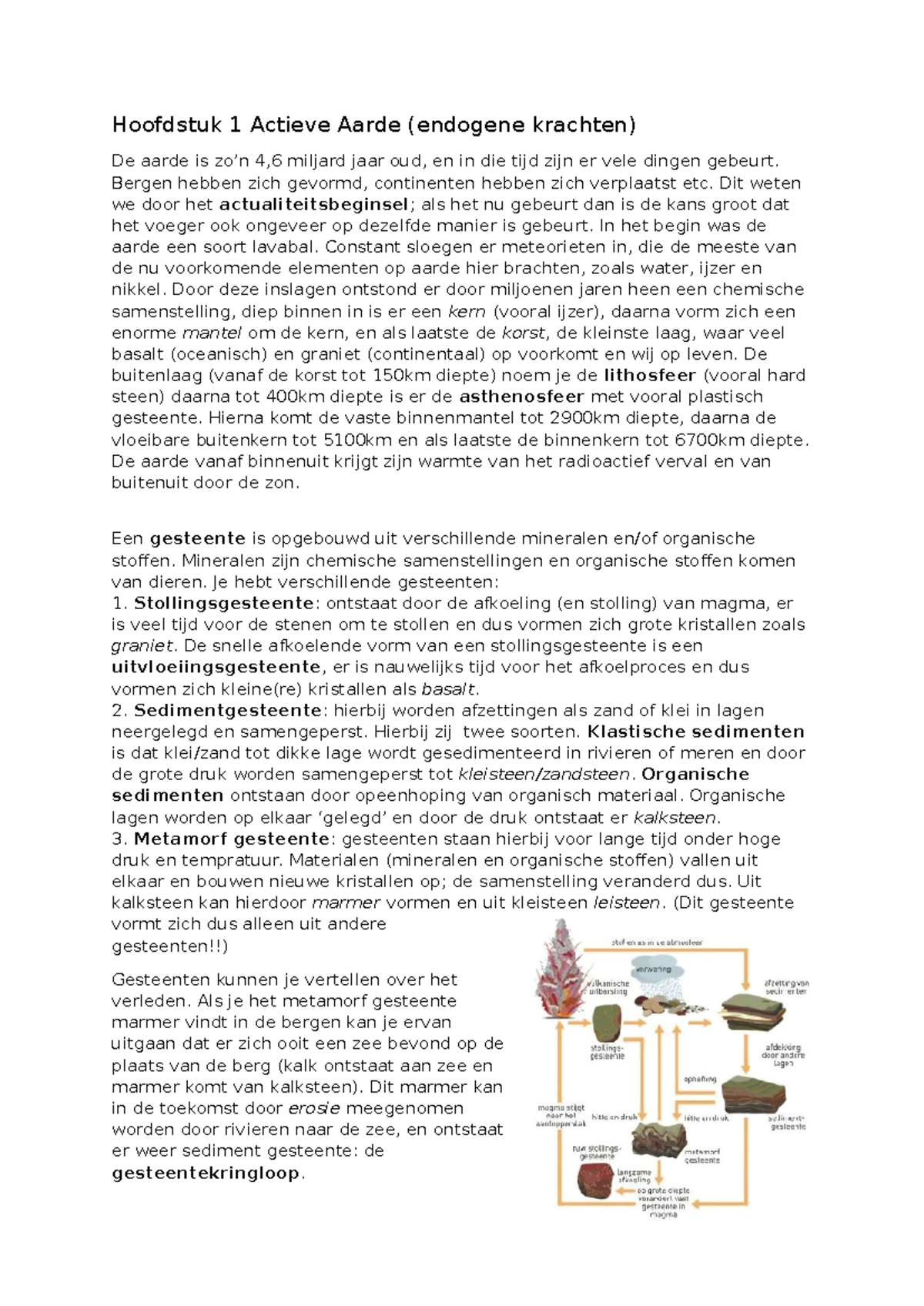 Aardrijkskunde Samenvatting Systeem Aarde H1 - Hoofdstuk 1 Actieve ...