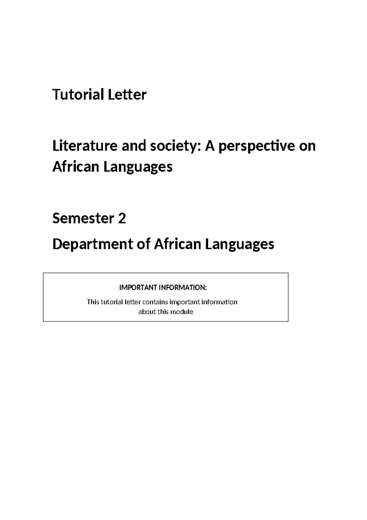 AFL2603 S2memo 2018 ASSIGNMENT FEETBACK XITSONGA Tutorial Letter