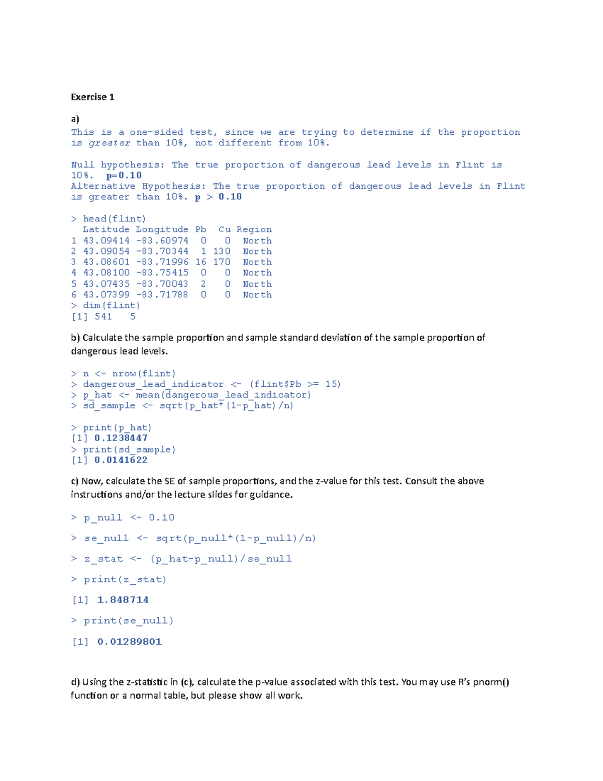 Lab 4 - Coding lab - Exercise 1 a) This is a test, since we are trying ...