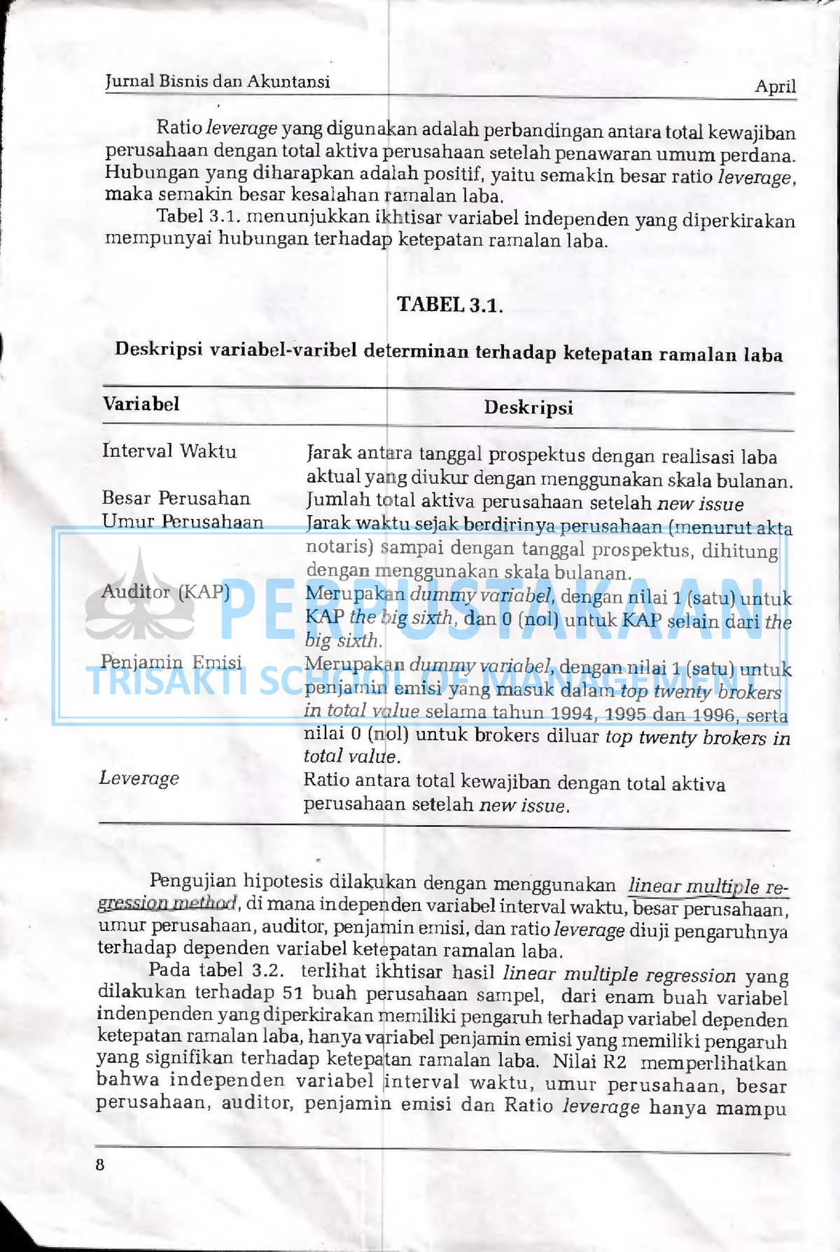 Ketapatan Ramalan Laba Pada Prospektus Penawaran Umum Perdana (Part 8 ...