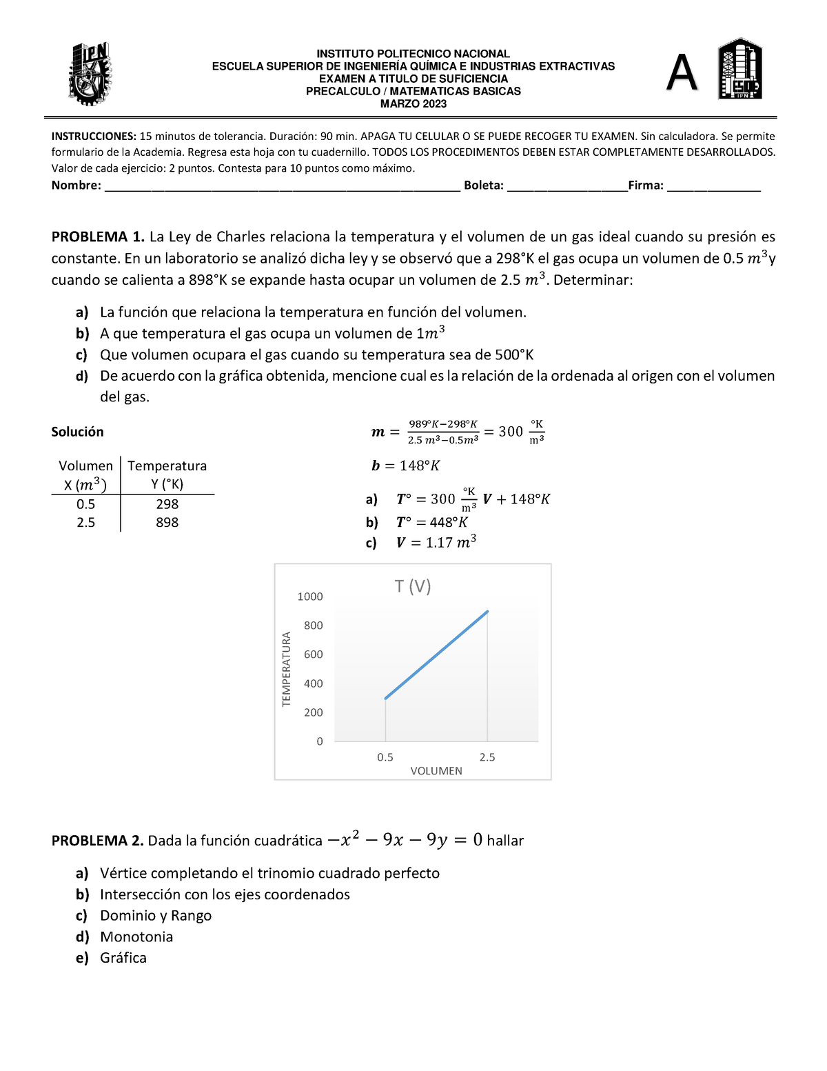 ETS A Final 230323 - Examen ETS Para Estudiar Precalculo - ESCUELA ...