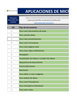 Maria Lemus, unidad 2 - Enlace para identificar las aplicaciones de  Microsoft office/?auth= Clic - Studocu