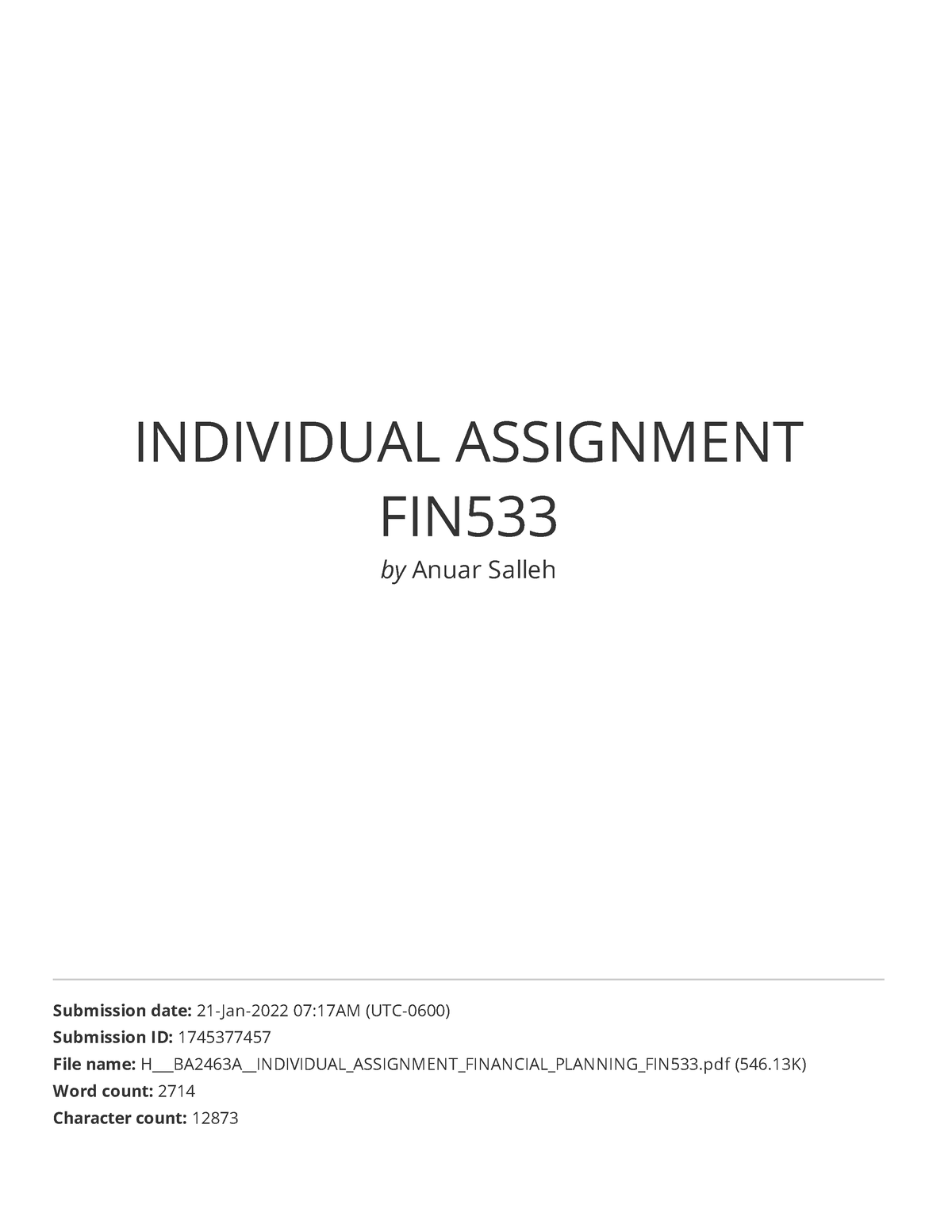 individual assignment fin534