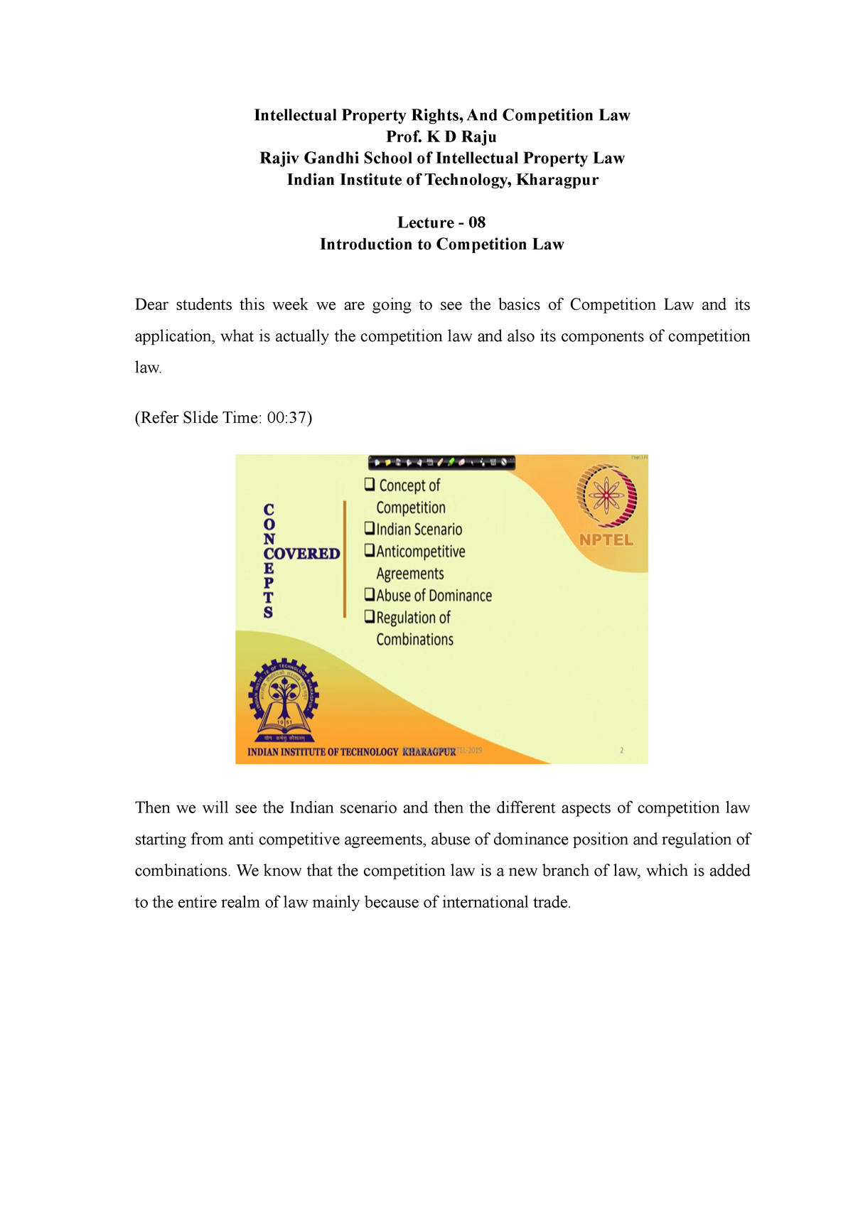 intellectual property rights and competition law nptel assignment answers