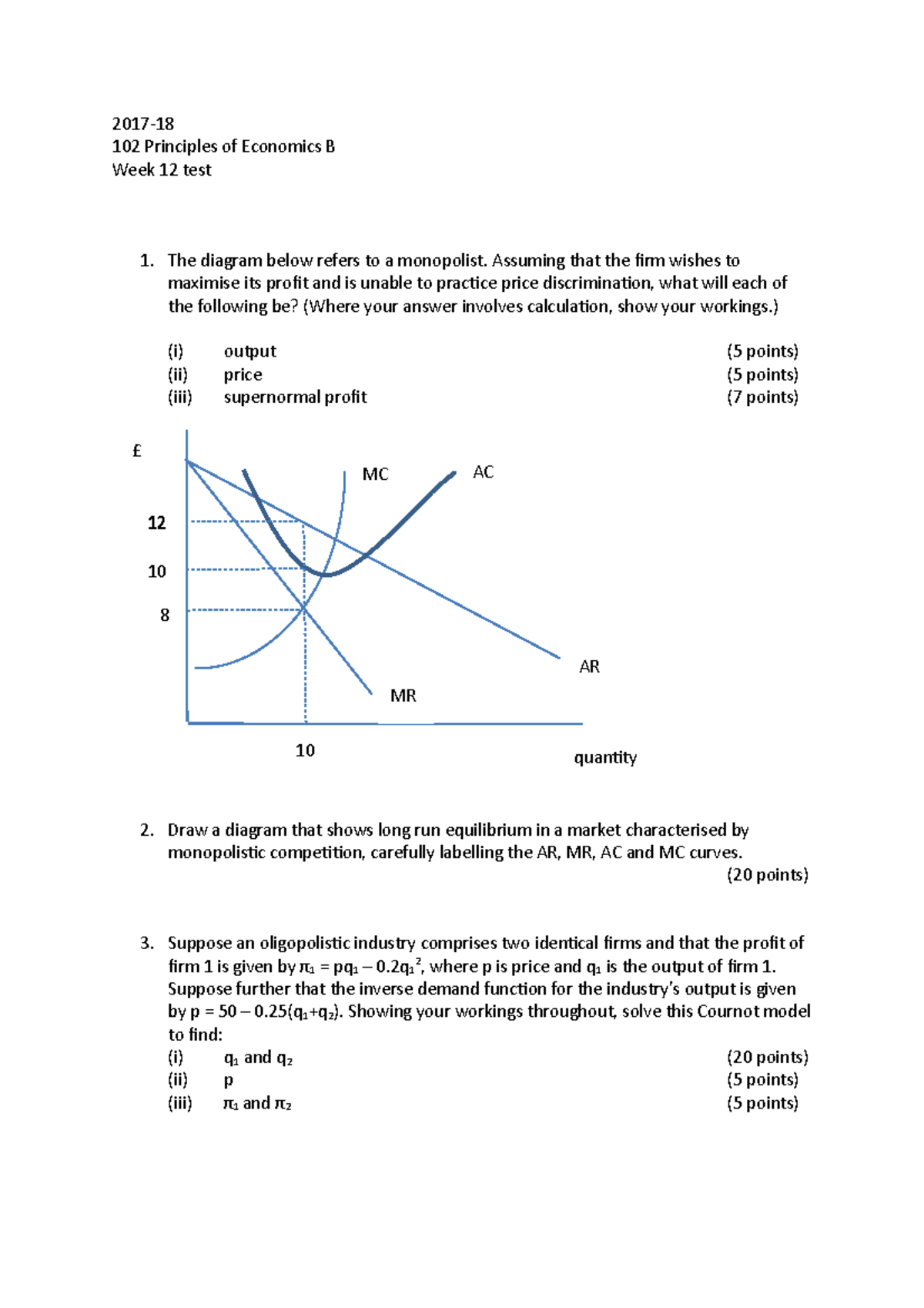 102test2 2017-18-1 - Past Paper - 2017- 102 Principles Of Economics B ...