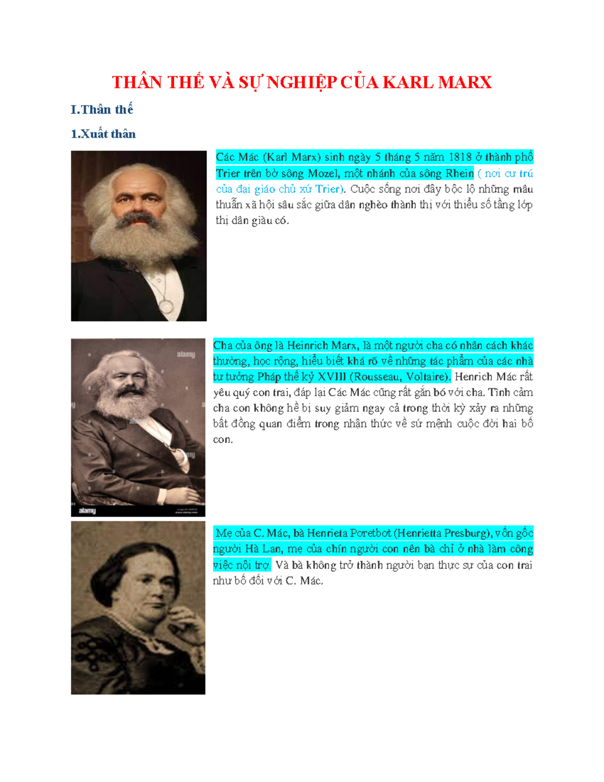Karlmarx (highlighted) - THÂN THẾ VÀ SỰ NGHIỆP CỦA KARL MARX Iân thế ...