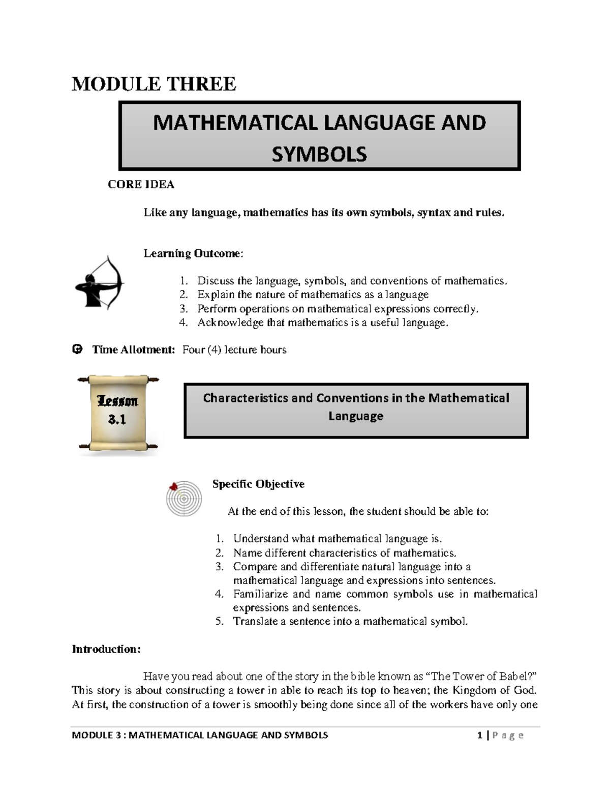 Module in Mathematics in the Modern World- Math Language and Symbols ...