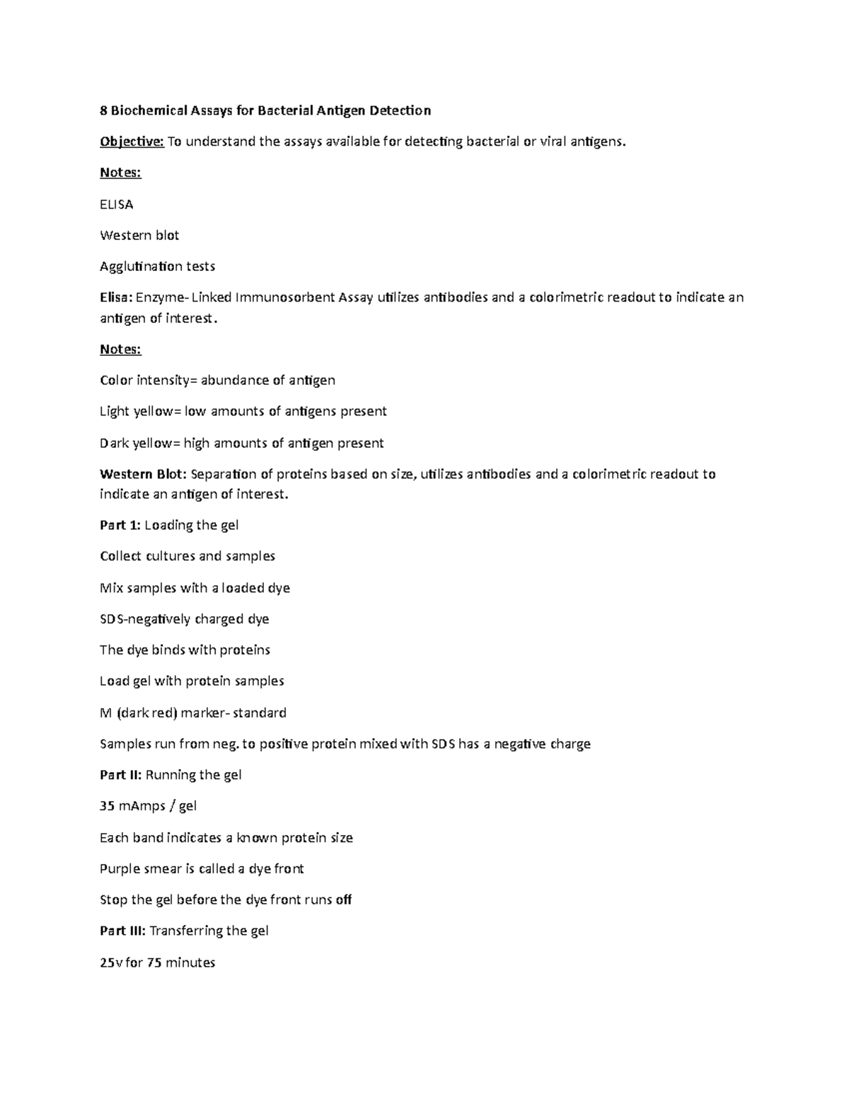 Bio 1020 notes Biochemical Assays for Bacterial Antigen Detection 8
