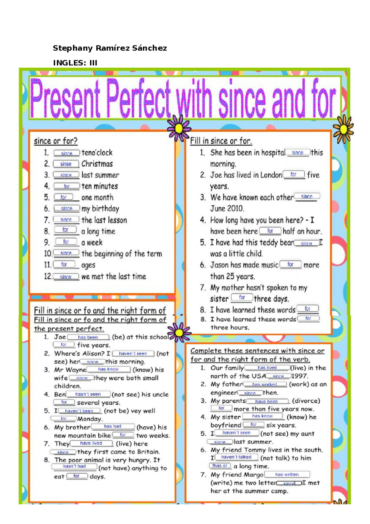 Present Perfect - Ayuda - Ingles I - Stephany Ramírez Sánchez INGLES ...