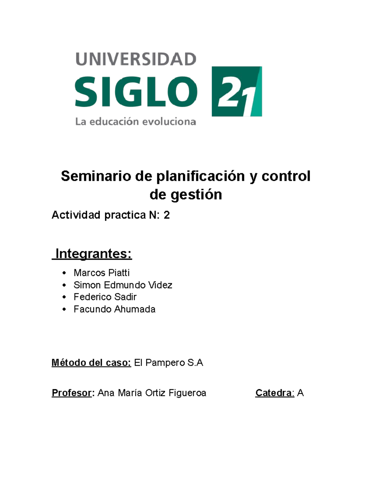 Tp 2 Seminario de planificacion y control de gestion - Seminario de ...