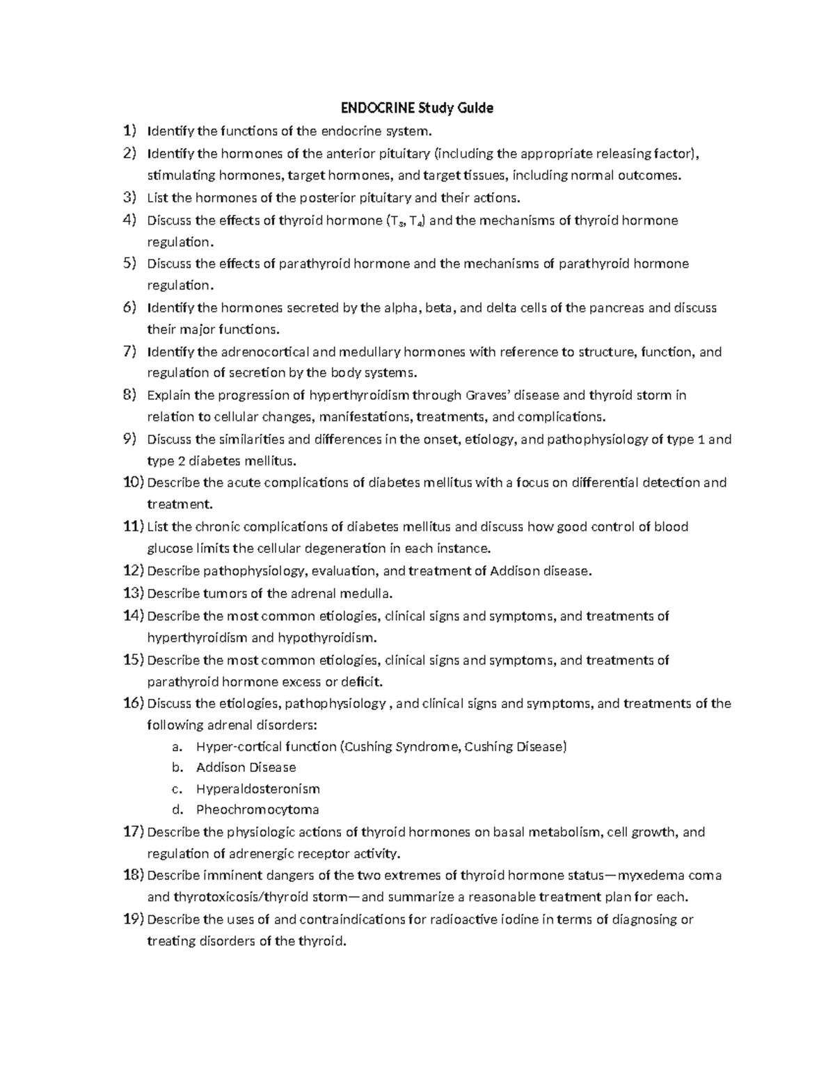 07 Study Guide Endocrine Problems - ENDOCRINE Study Guide 1) Identify ...
