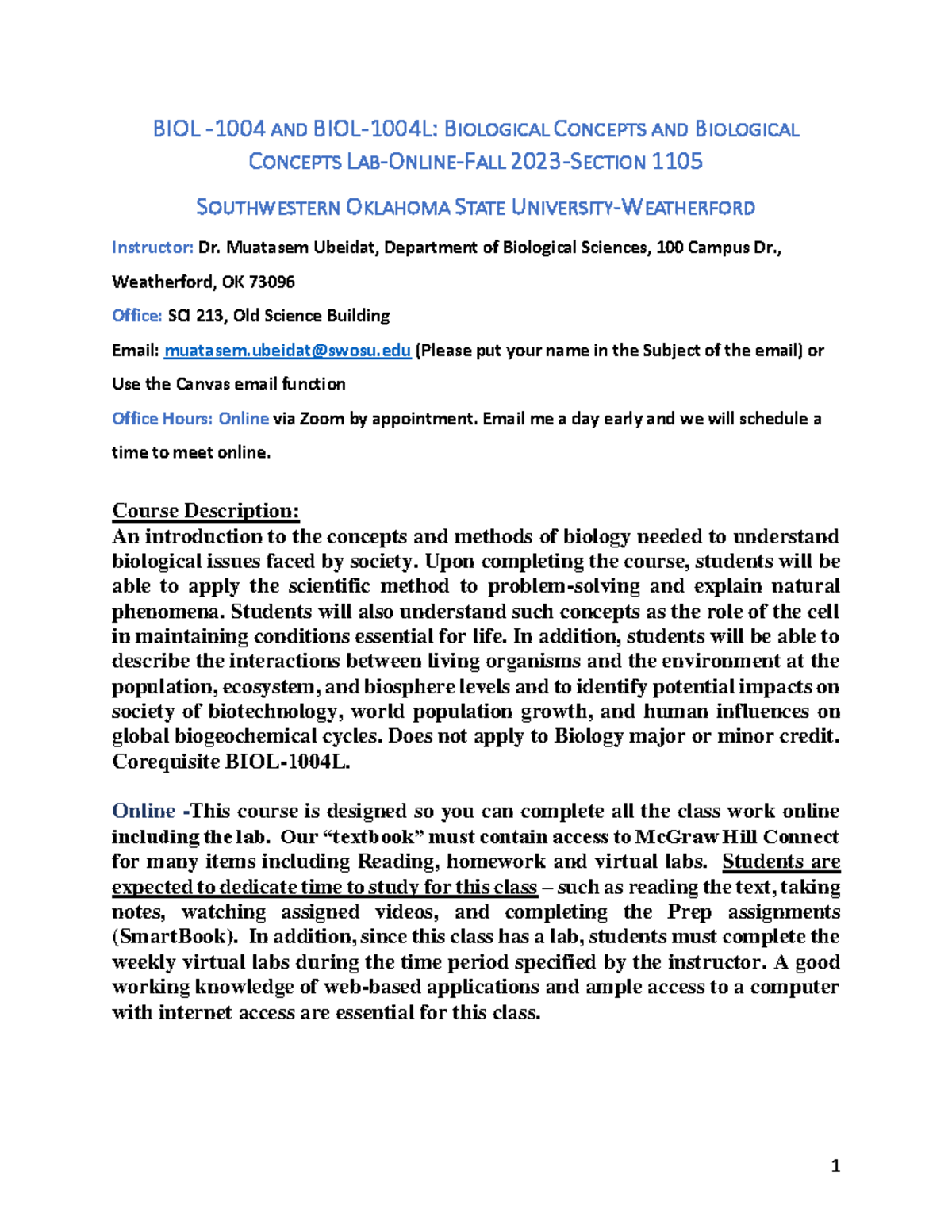 Syllabus+for+Bio Concepts+online Spring 2024 Section 1104 - BIOL - 1004 ...