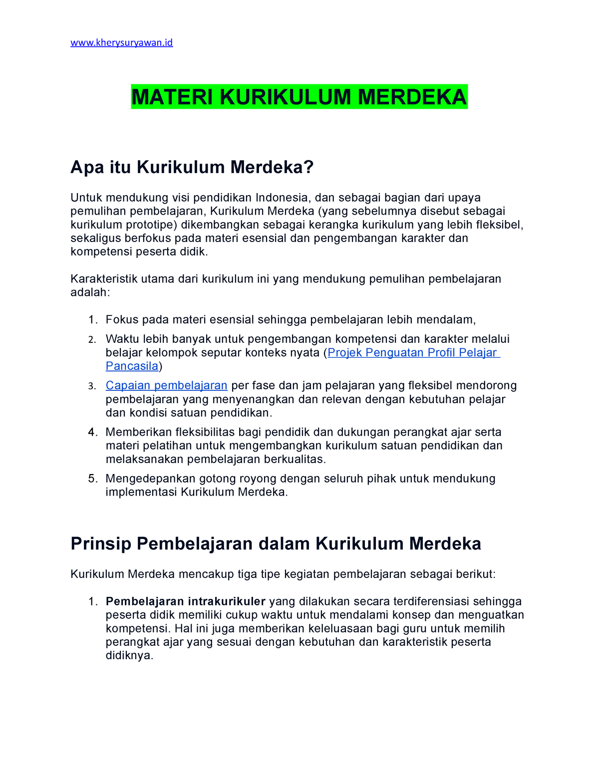 Materi Kurikulum Merdeka - Www - Kherysuryawan MATERI KURIKULUM MERDEKA ...