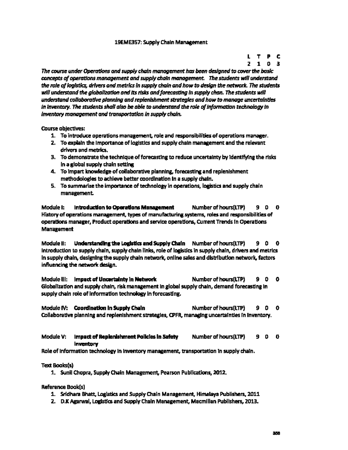Syllabus - Supply chain Management - Studocu