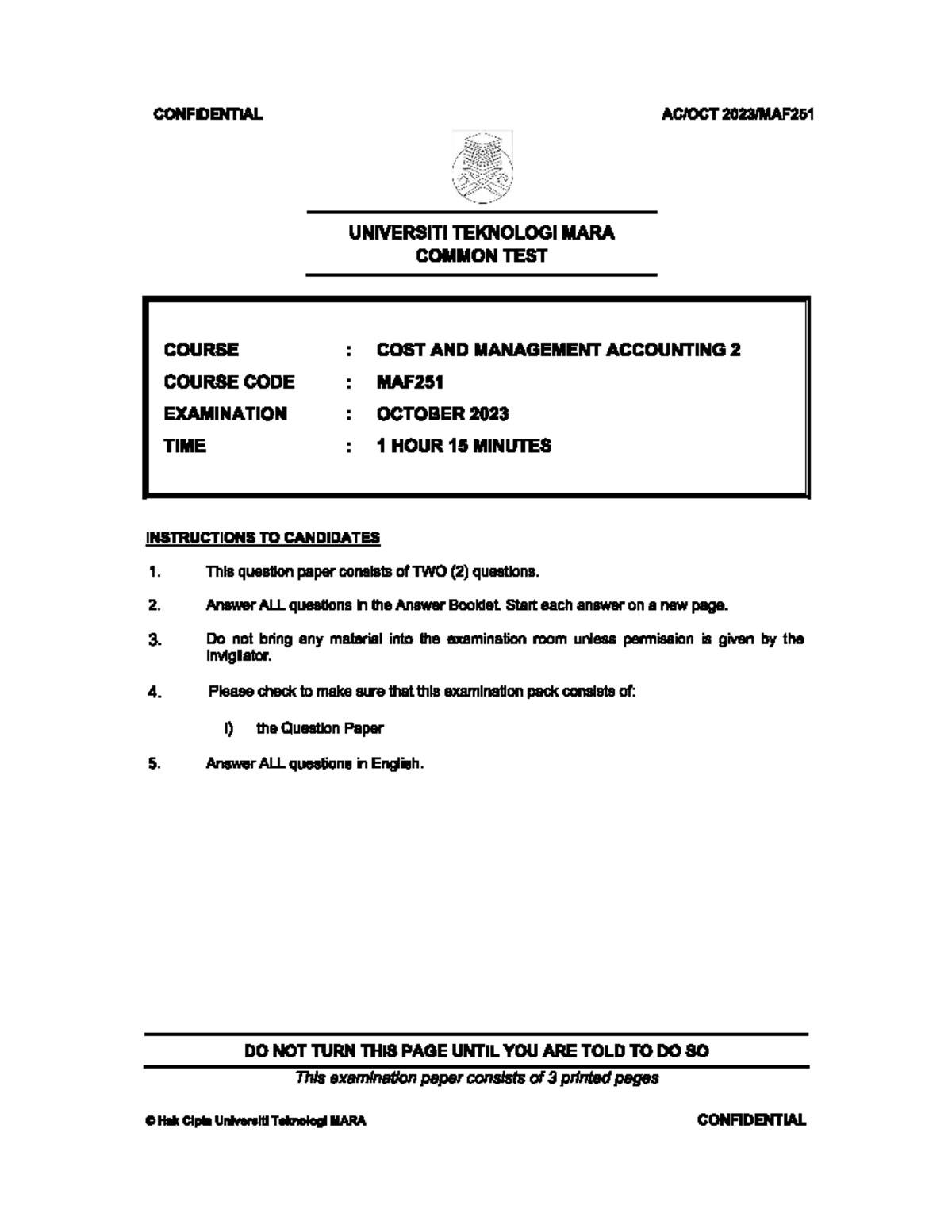 Ct Maf251 Oct 2023 Q Cost And Management Accounting Studocu Ct Maf251 Oct 2023 Q Cost And Management Accounting Studocu